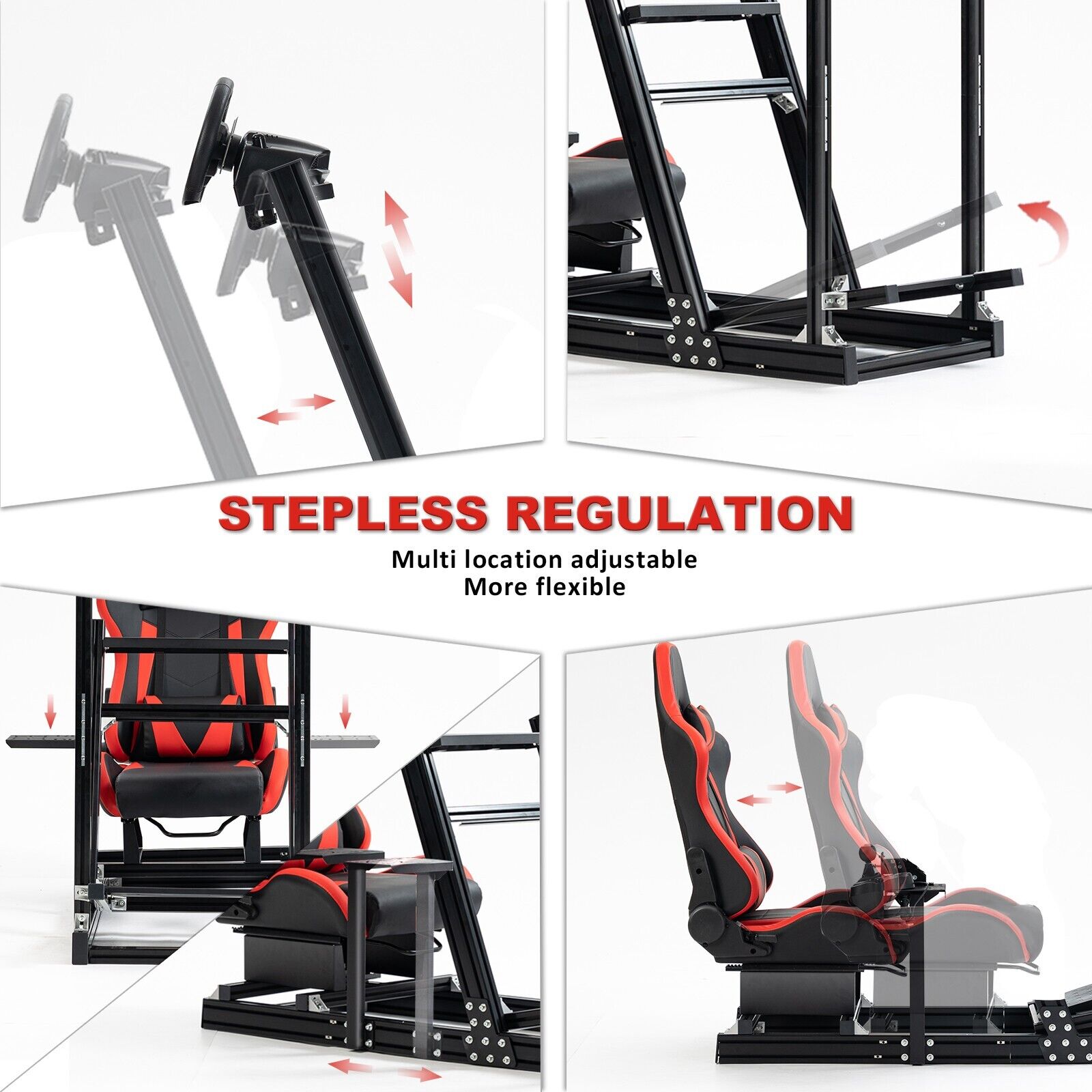 Minneer Aluminum Racing simulator Cockpit with Seat & Monitor Stand Fit Logitech Fanatec CSL-DD