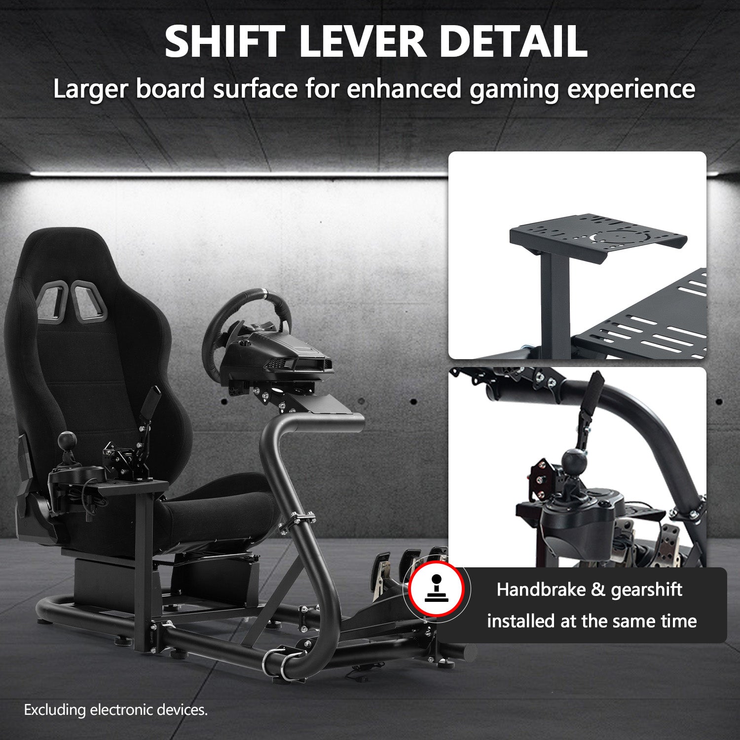 Minneer Sim Racing Cockpit  with Black Seat Fit Logitech G29 G920 G923 GPRO Fanatec