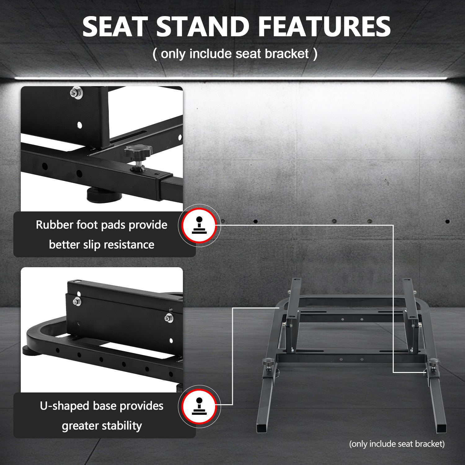 Minneer Adjustable Upgraded Rear Seat Frame Racing Chair Bracket (Seat Not Included)