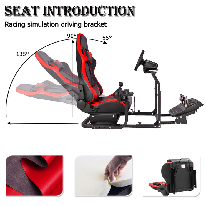 Minneer™ Racing Simulator Cockpit With Seat High Stability Fits for Logitech G25 G27 G29 G920 G923 Thrustmaster Fanatec Gaming Cockpit，Not Included Steering wheel, pedal and shifter