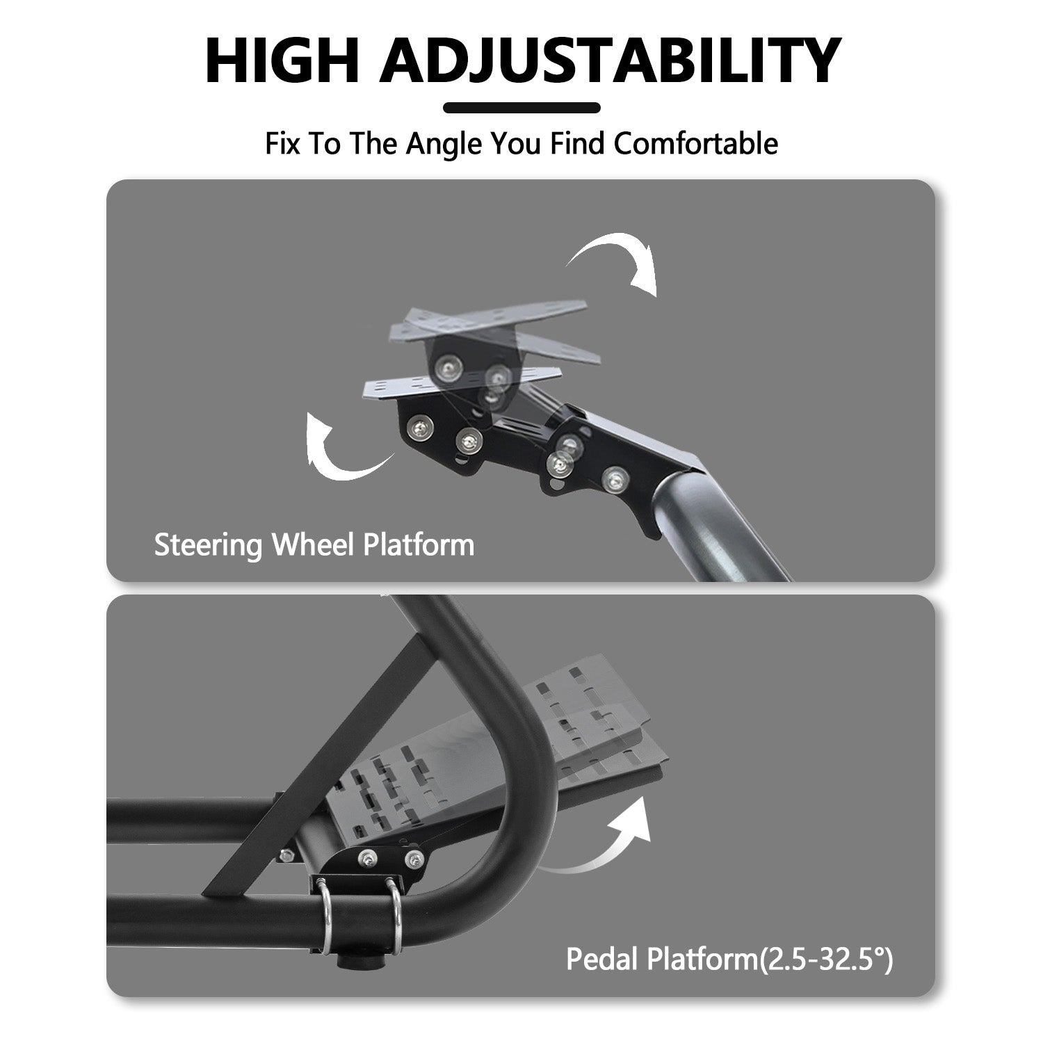 Minneer Racing Simulator Cockpit Round Tube Fit Loogitech GPRO Fanatec CSL-DD