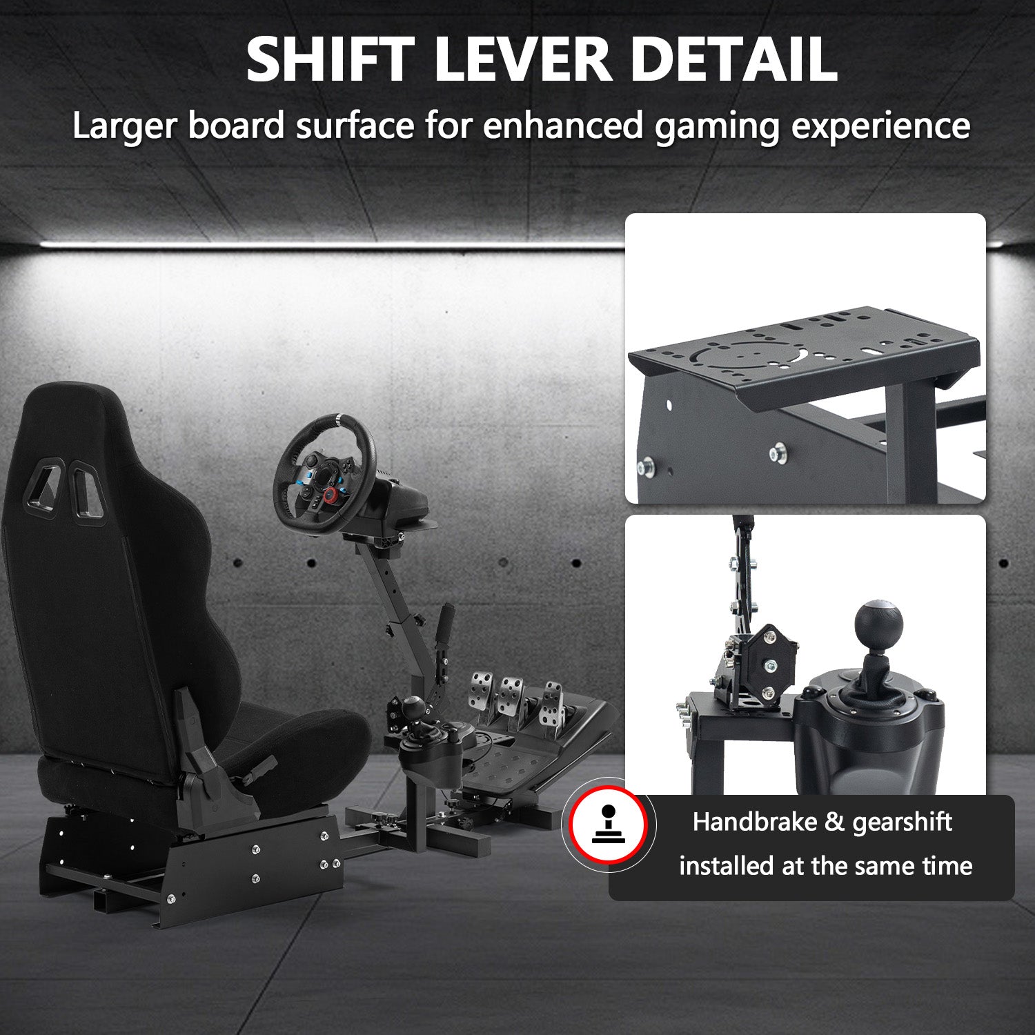 Minneer New Upgrade Racing Simulator Cockpit with Black Seat Fit Logitech Thrustmaster