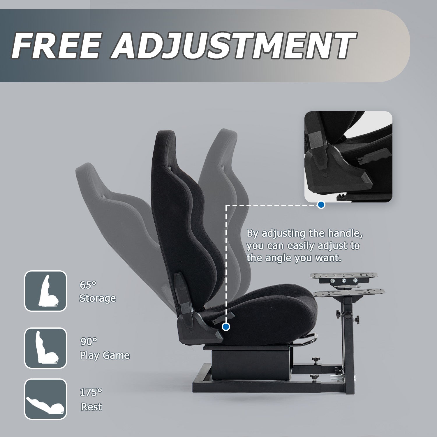 Minneer Flight Simulator Cockpit Stand with Black Seat Fit Logitech X52 X56 Thrustmaster A10C HotasWarth