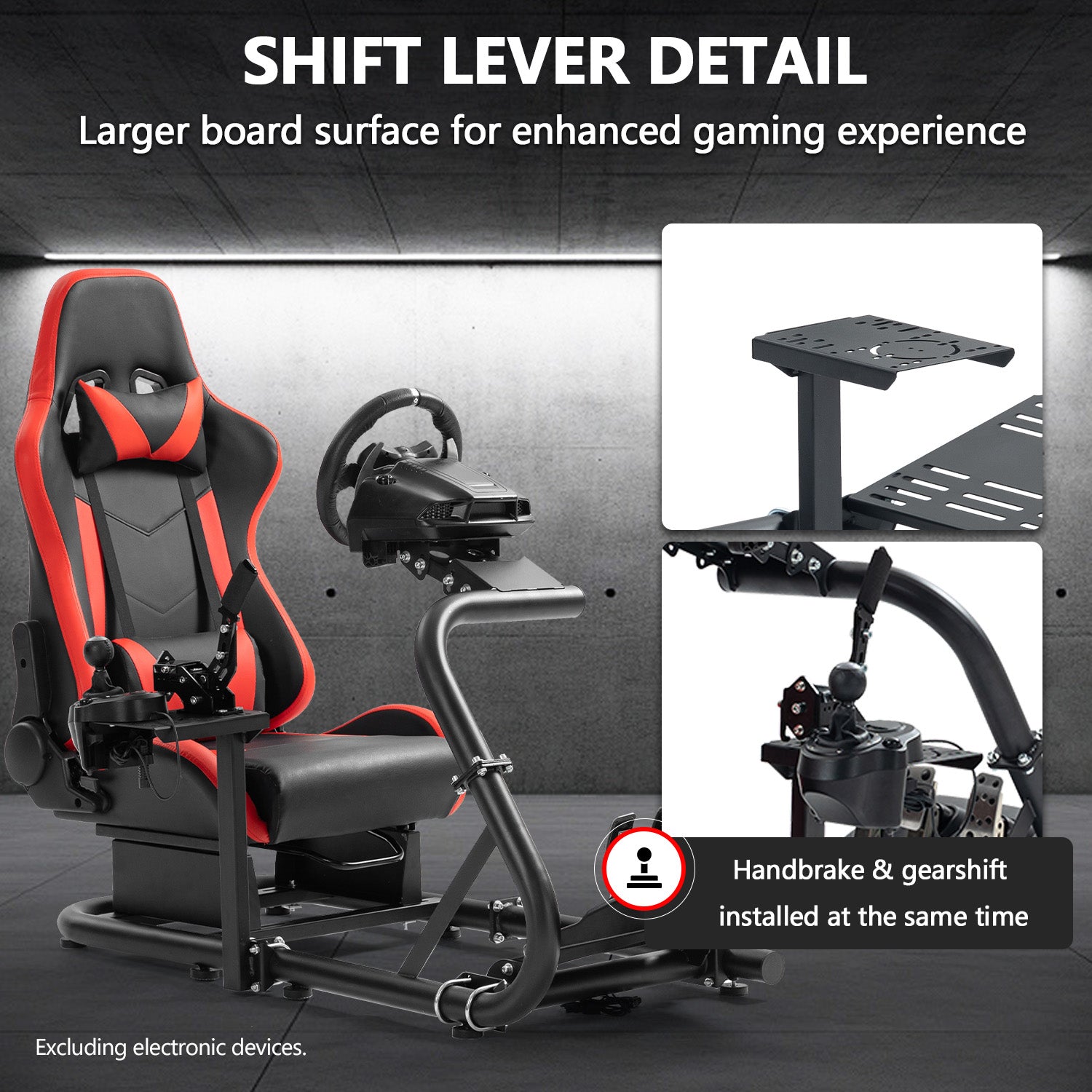 Minneer Sim Racing Cockpit with Red Seat Fit Logitech G29 G920 G923 Thrustmaster T300RS