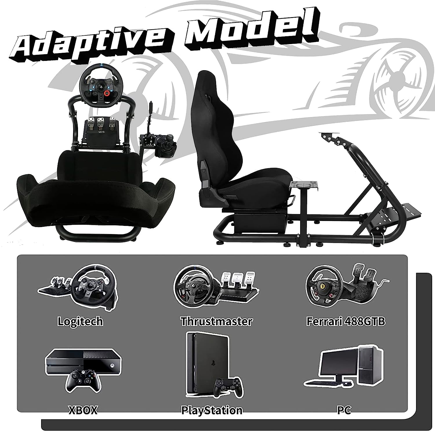 Minneer Driving Simulator Cockpit with Seat Fit Logitech Fanatec CSL-DD