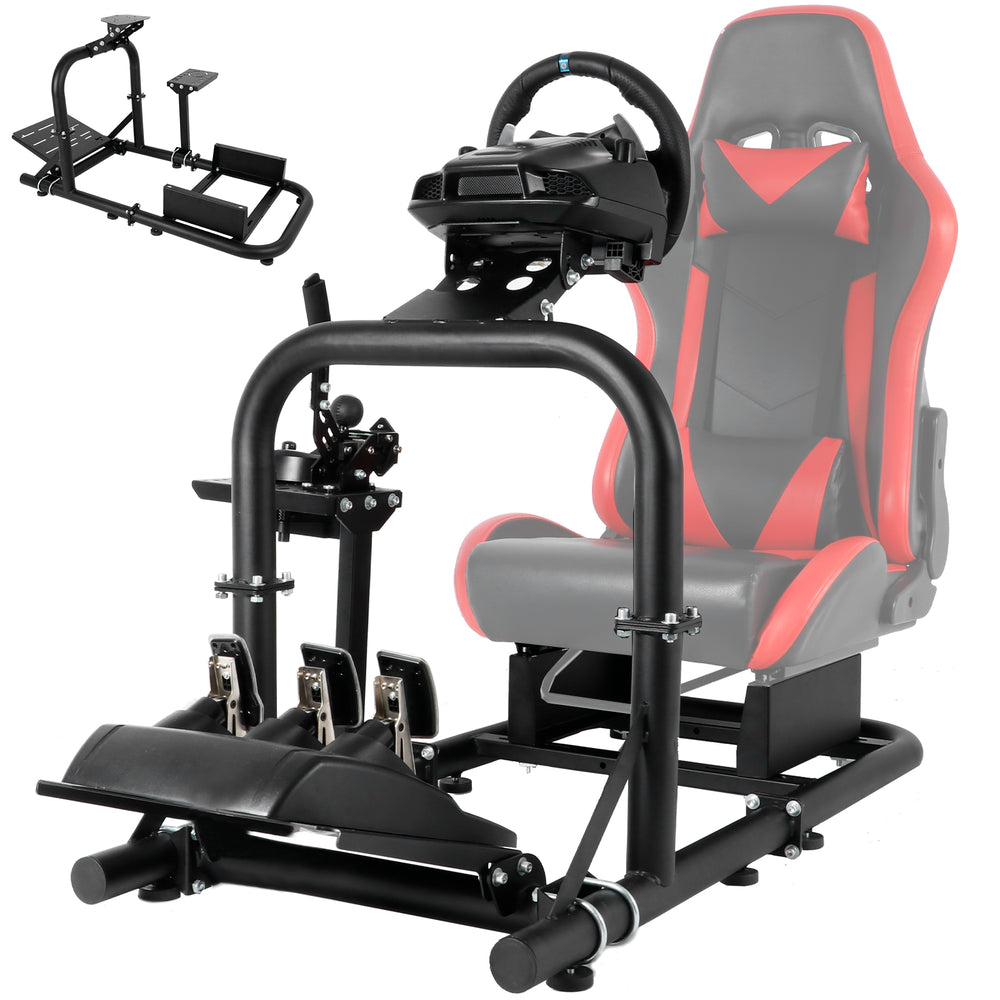 Minneer™ Gaming Simulator Cockpit Adjustable Racing Wheel Stand Compatible with Logitech G25 G27 G29 G920 G923 Fanatec Thrustmaster T80 T150 T300RS T500R,Without Steering wheel, pedal, shifter, handbrake and seat