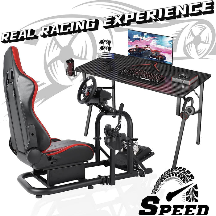 Minneer™ Gaming Simulator Cockpit Adjustable Racing Wheel Stand Compatible with Logitech G25 G27 G29 G920 G923 Fanatec Thrustmaster T80 T150 T300RS T500R,Without Steering wheel, pedal, shifter, handbrake and seat