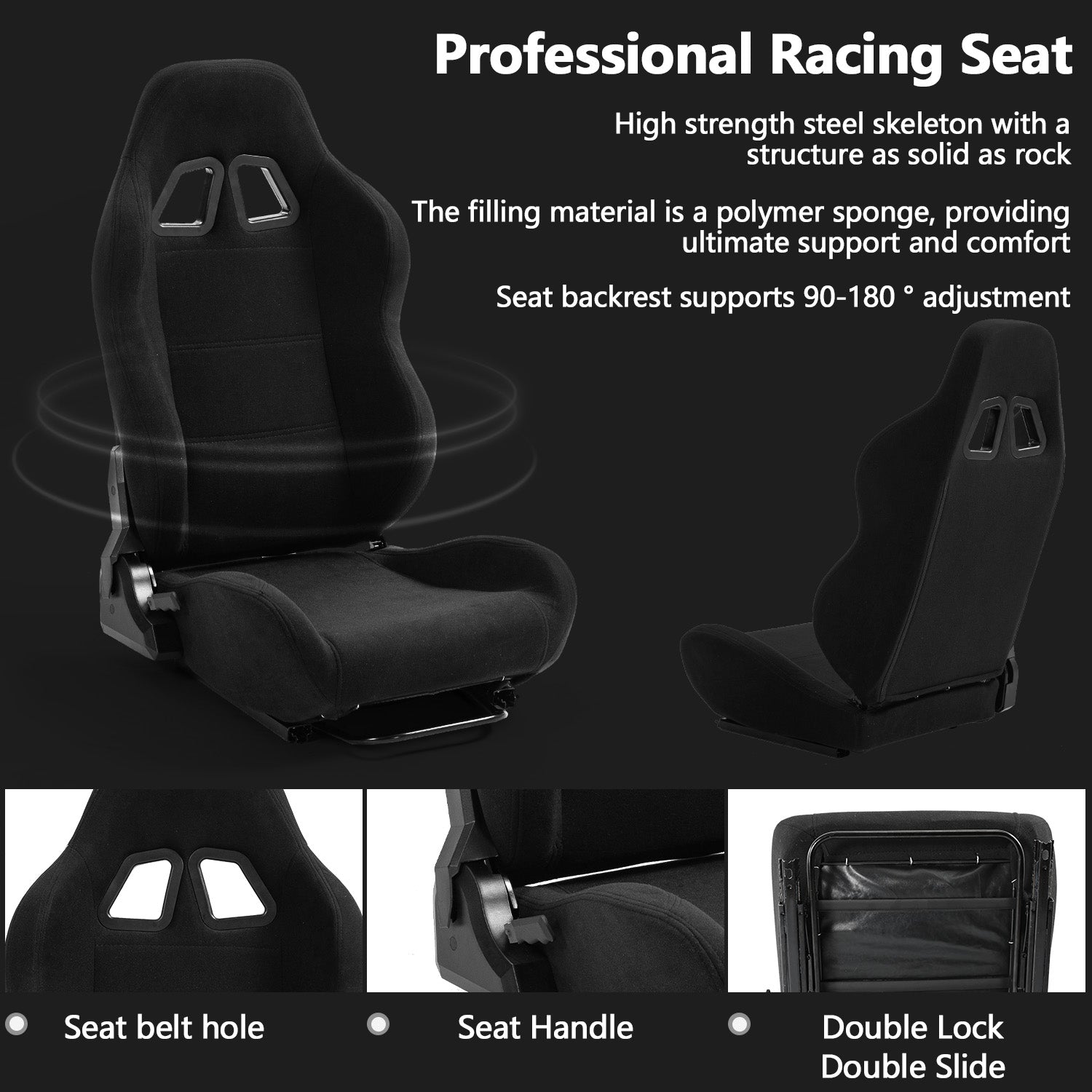 Minneer Racing Sim Cockpit with Black Seat Fit Logitech G29 G923 Thrustmaster T248 T300RS