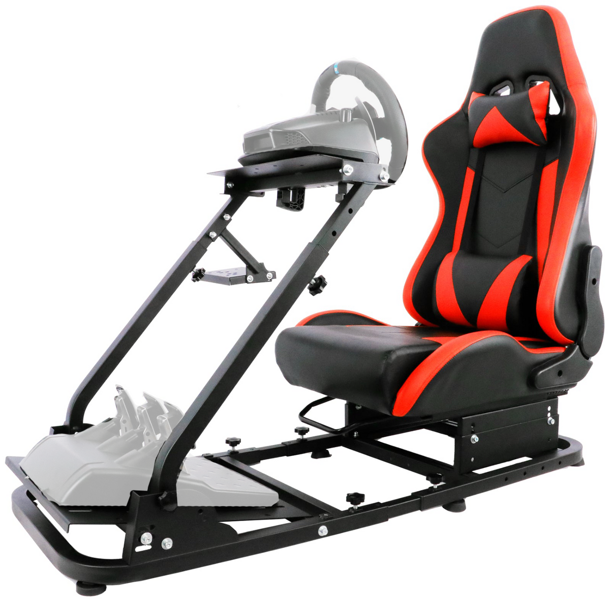 Minneer Simulator Driving Cockpit with Racing Black Seat Compatible with Logitech  G27/G29/G920/G923,Wheel and Pedals Not Include 