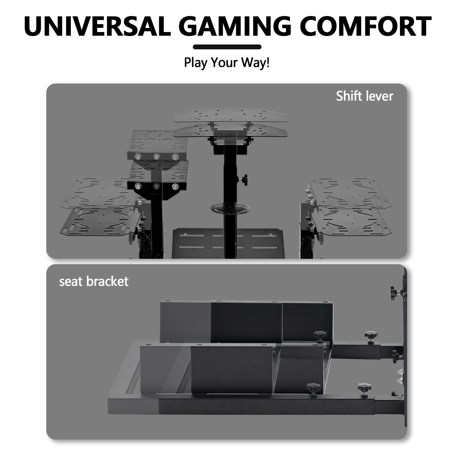 Minneer Upgrade Flight Racing Simualtor Cockpit with Black Seat for Logitech Thrustmaster