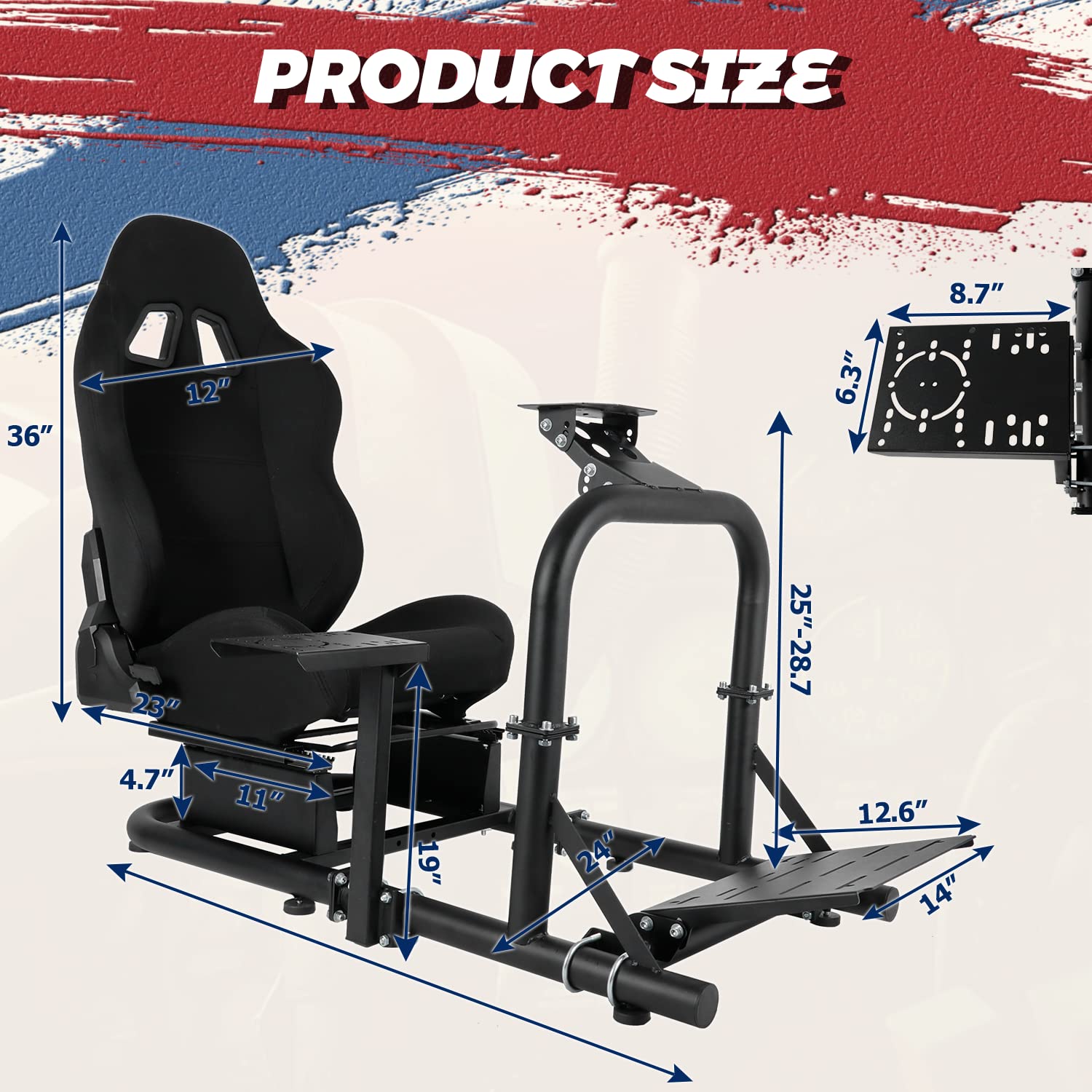 Minneer Driving Simulator Cockpit with Seat Fit Logitech G920 G923 Thrustmaster Fanatec