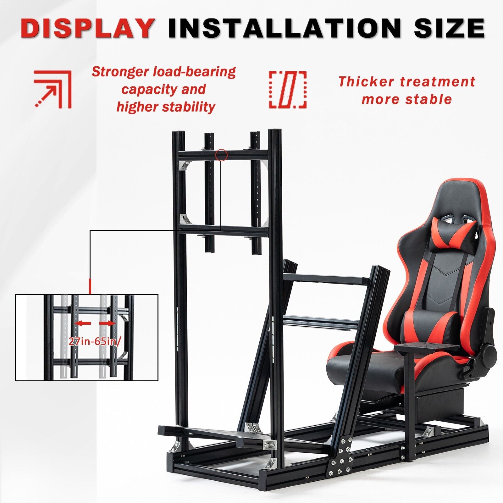 Minneer Aluminum Racing simulator Cockpit with Seat & Monitor Stand Fit Logitech Fanatec CSL-DD