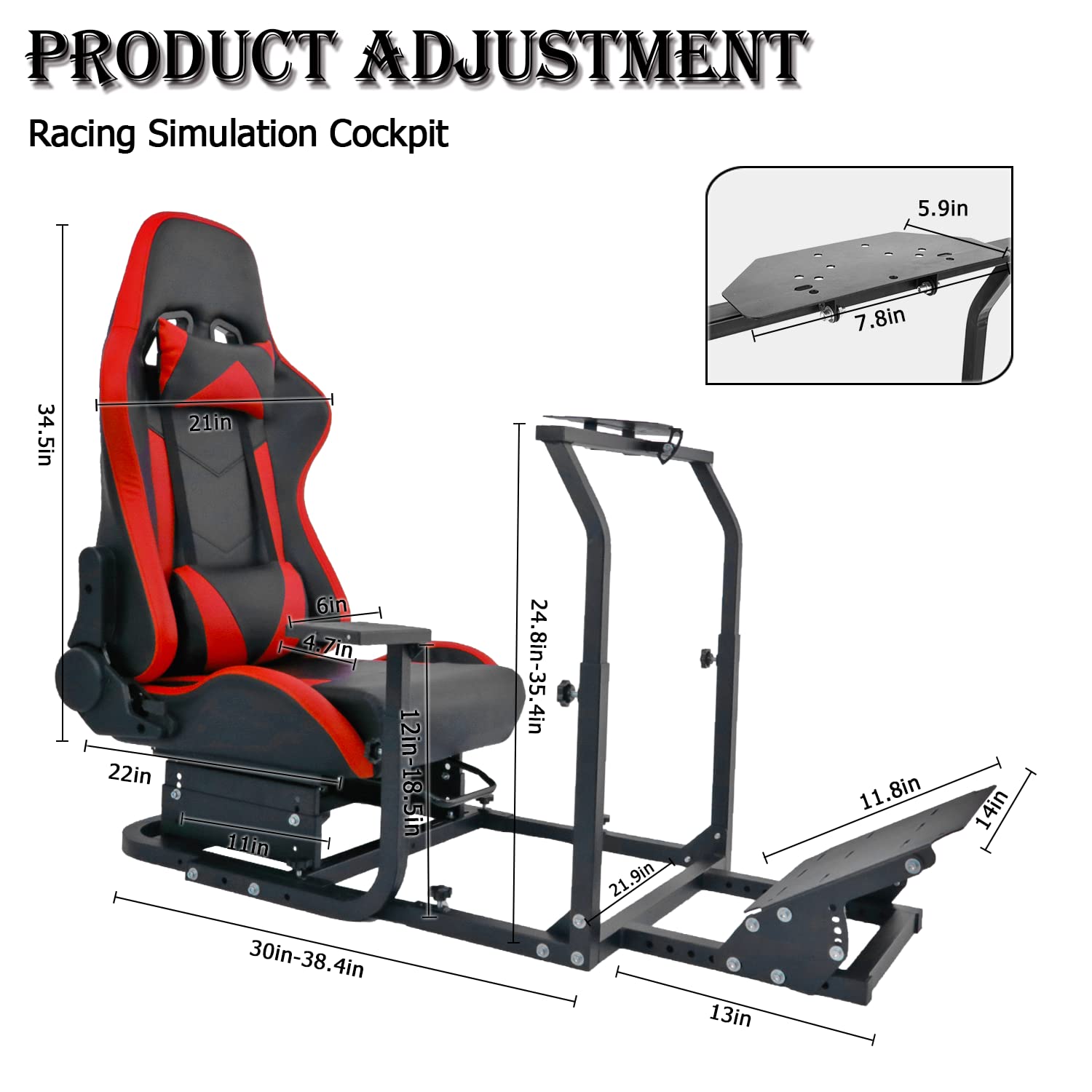 Minneer Racing Simulator Cockpit Stable with Seat Fit Logitech Thrustmaster