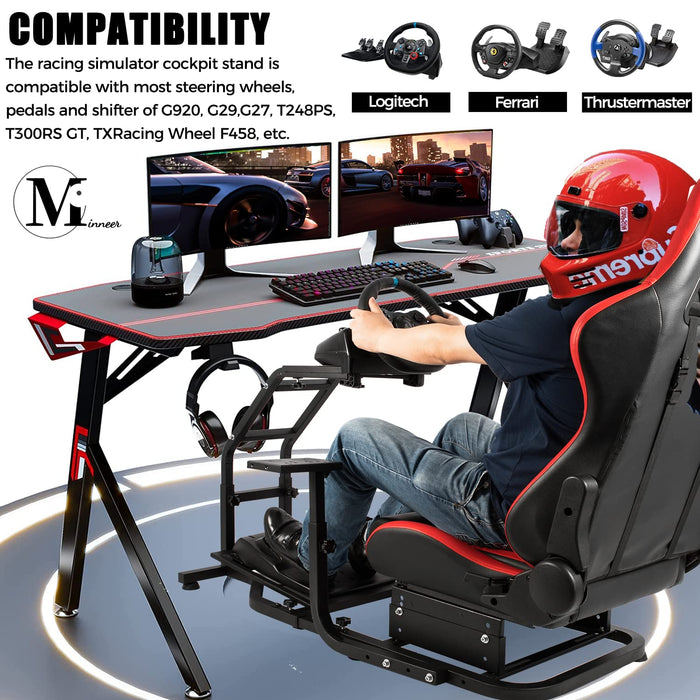 Racing Simulator Cockpit w/ Logitech G27 Wheel, Pedals, and Shifter