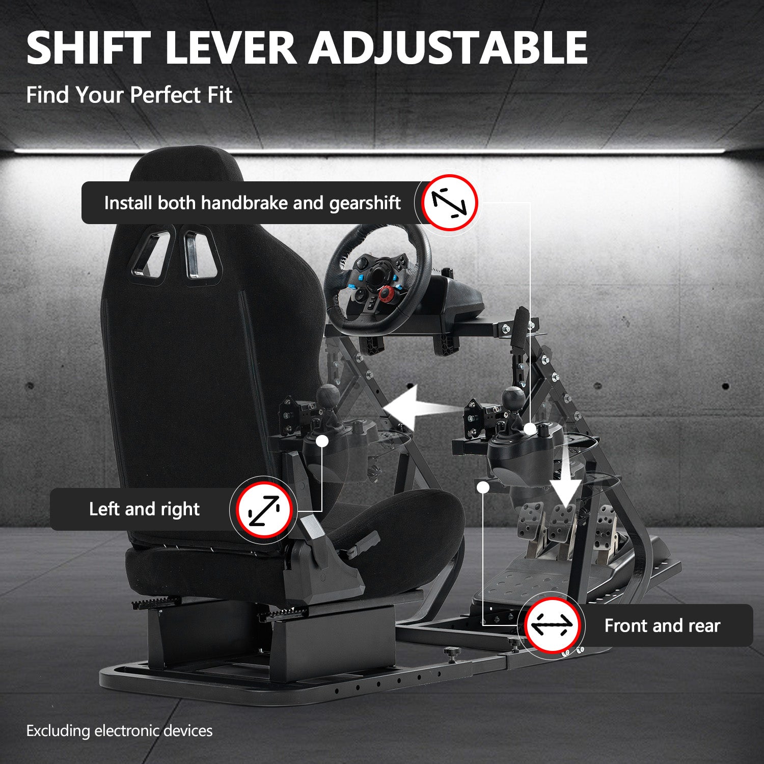 Minneer Driving Simulator Cockpit with Black Gaming Seat Fit Logitech G29 Thrustmaster
