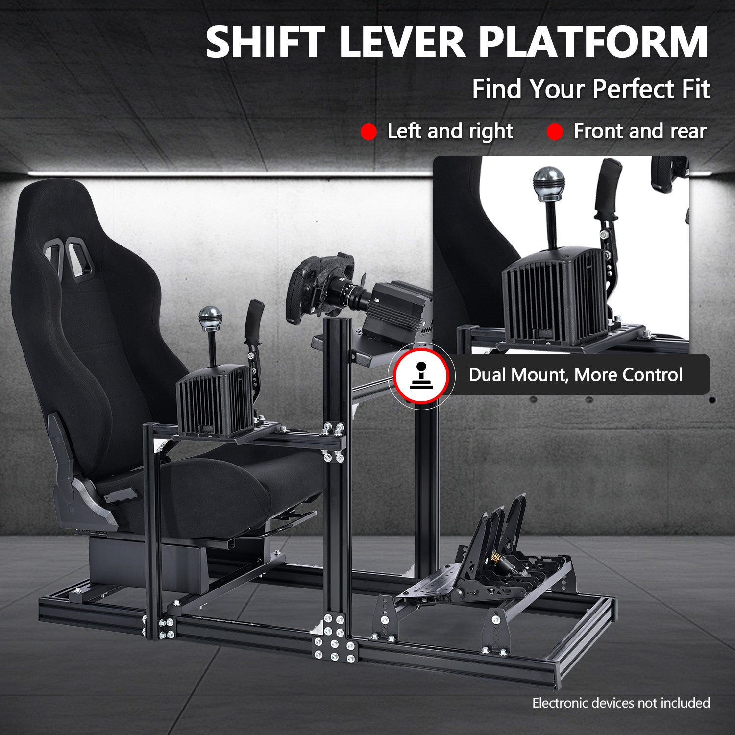 Minneer F1 3060 Aluminum Racing Sim Cockpit with Black Seat Fit for Logitech G29 G923