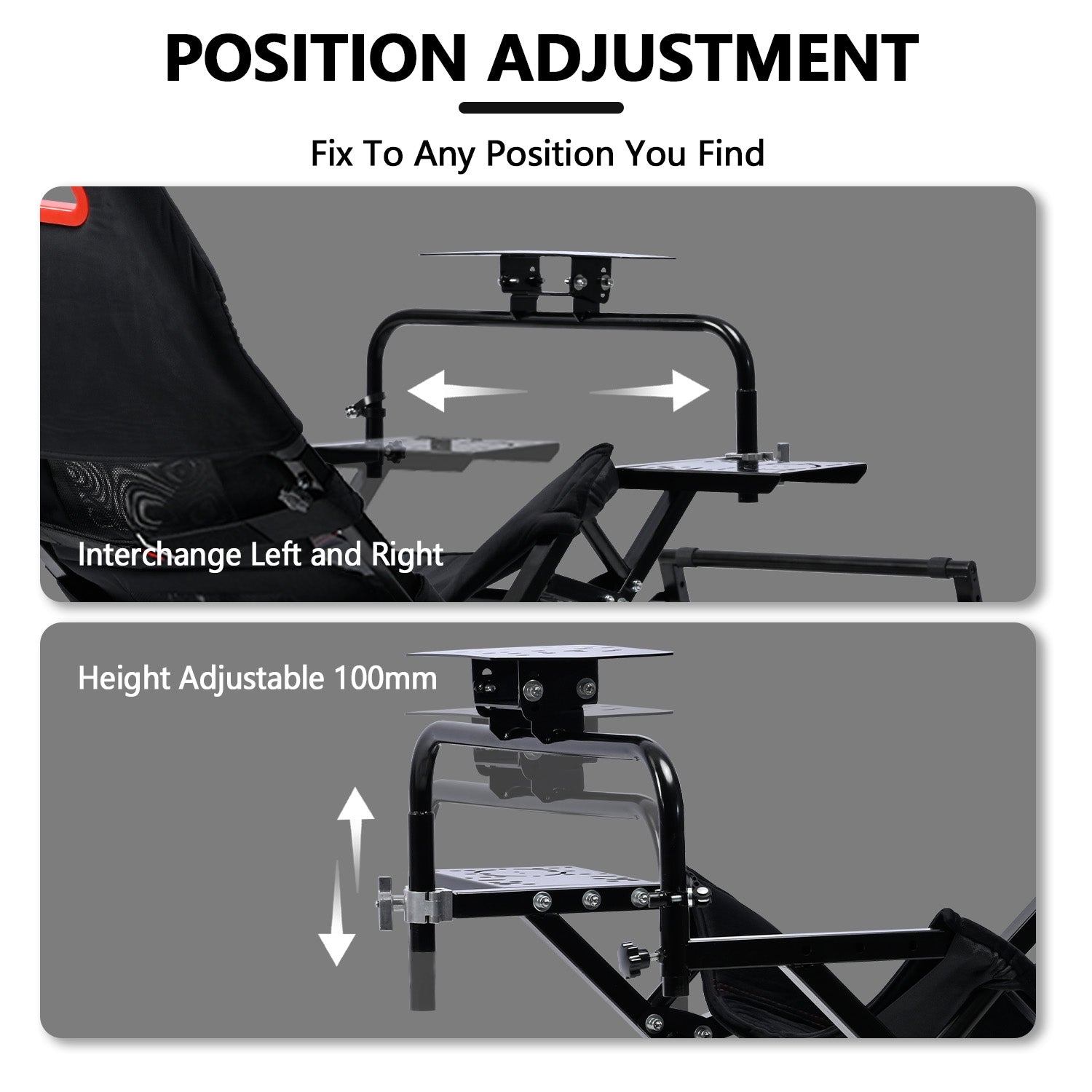 Minneer X-Type Foldable Racing Sim Cockpit – Adjustable & Universal Fit for Logitech G29, G920, G923, Thrustmaster T-GT II, T248 (Gear Not Included)