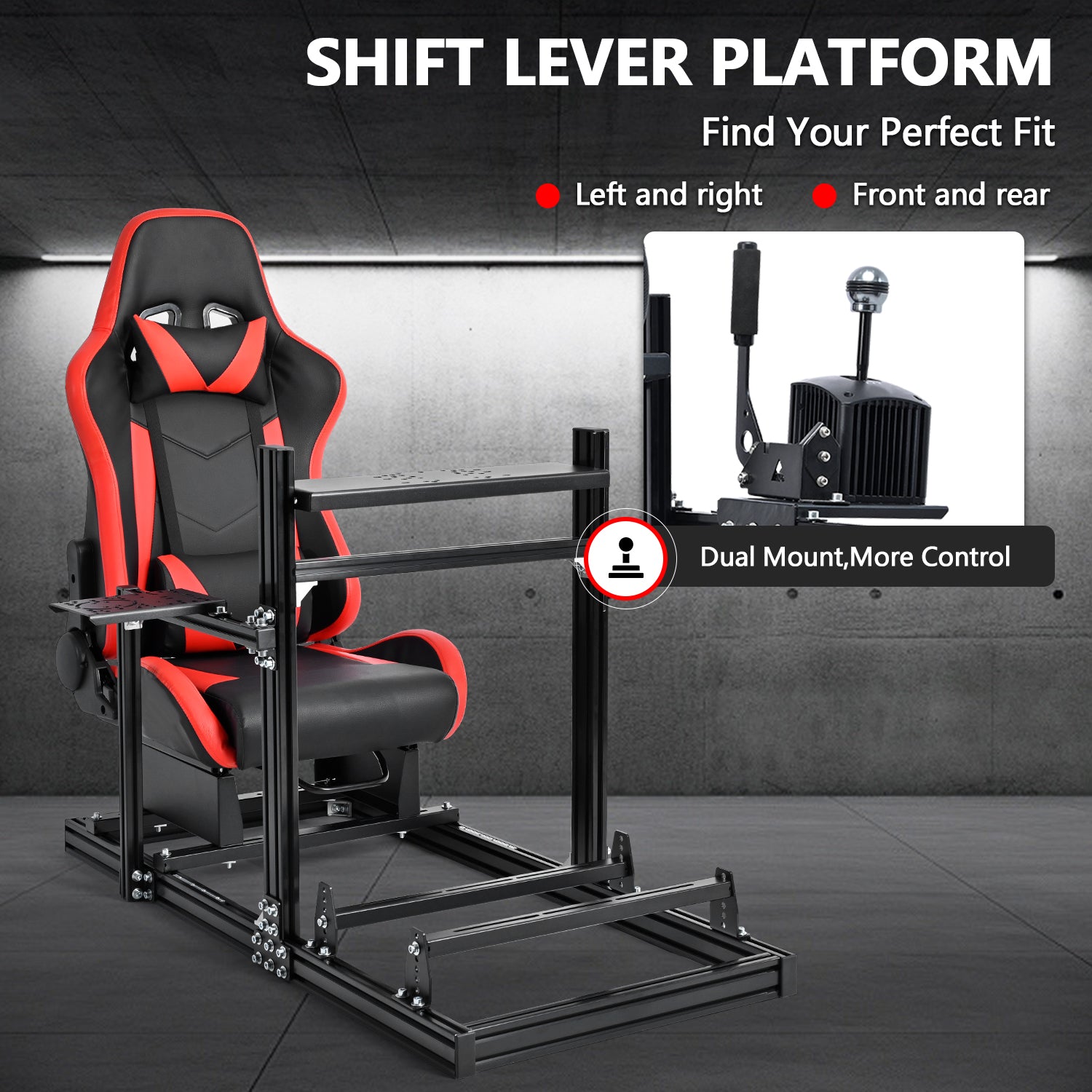 Minneer 3060 Aluminum Profile Racing Simulator Cockpit with Red Seat Fit Logitech G923G29