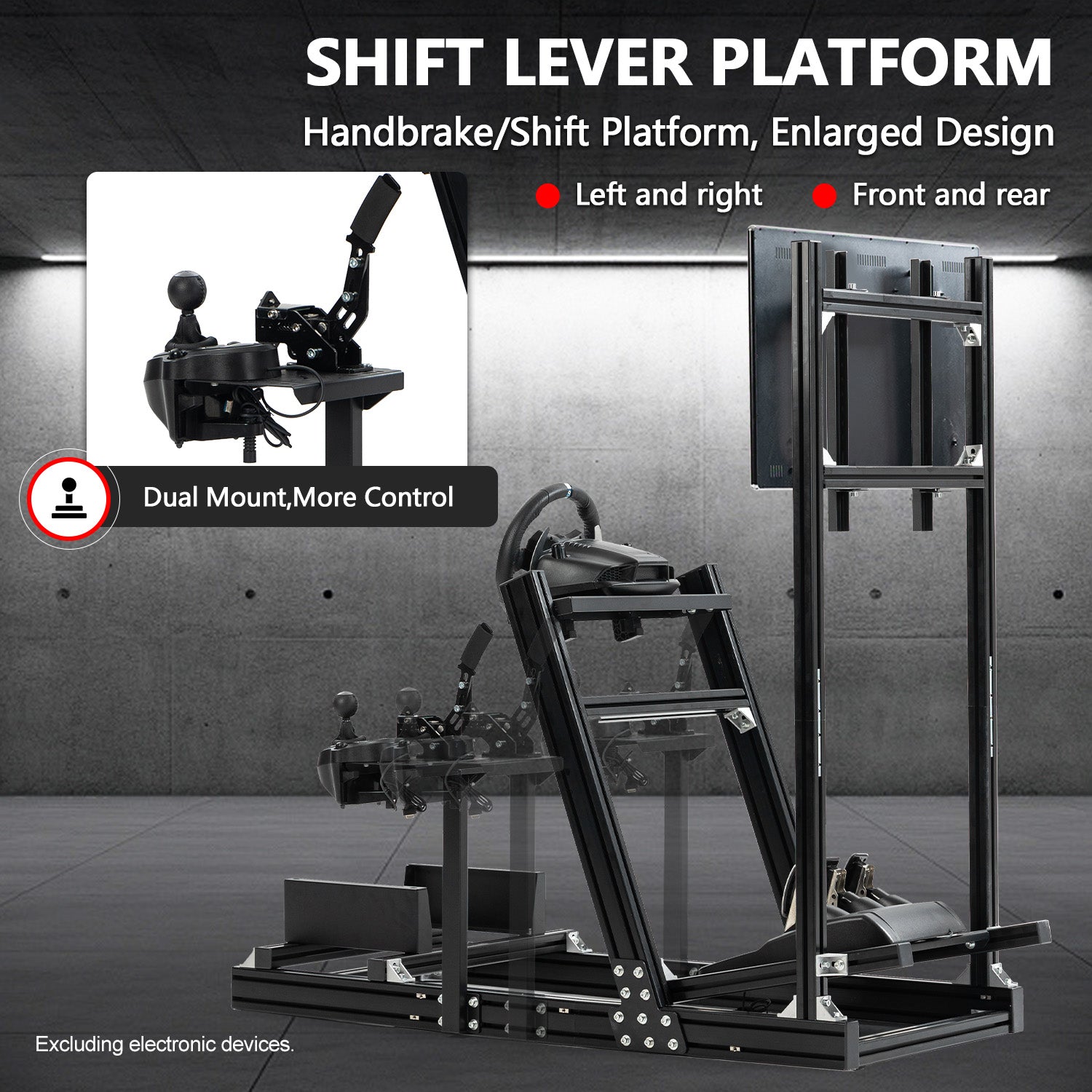 Minneer 4080 Aluminum Profile Racing Simulator Cockpit with Monitor Stand , Unlimited Adjustment, Fit for Thrustmaster, Fanatec, Moza, Logitech G29 GPro,  Sim Frame 8040，Not Include Steering,TV,Wheel,Pedals,Handbrake