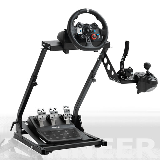 Minneer Foldable Flight / Racing Steering Wheel Stand Fit for Logitech/Thrustmaster/Fanatec G29/G920/G923/T248/T300/TX Large Panel Drive Gaming Simulator Cockpit(Wheel, Pedals, Handbrake Not Included)