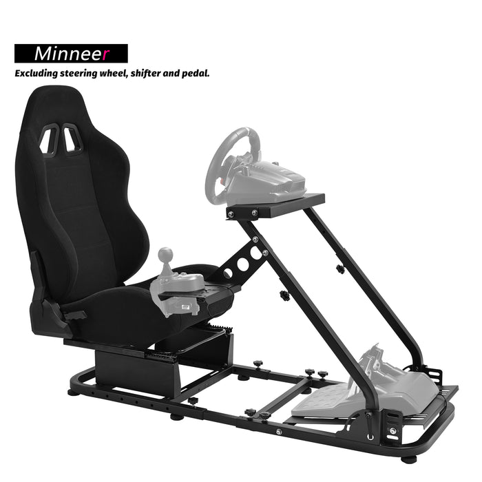 Minneer Simulation Racing Cockpit Wheel Stand with Black Seat Fit Logitech G29