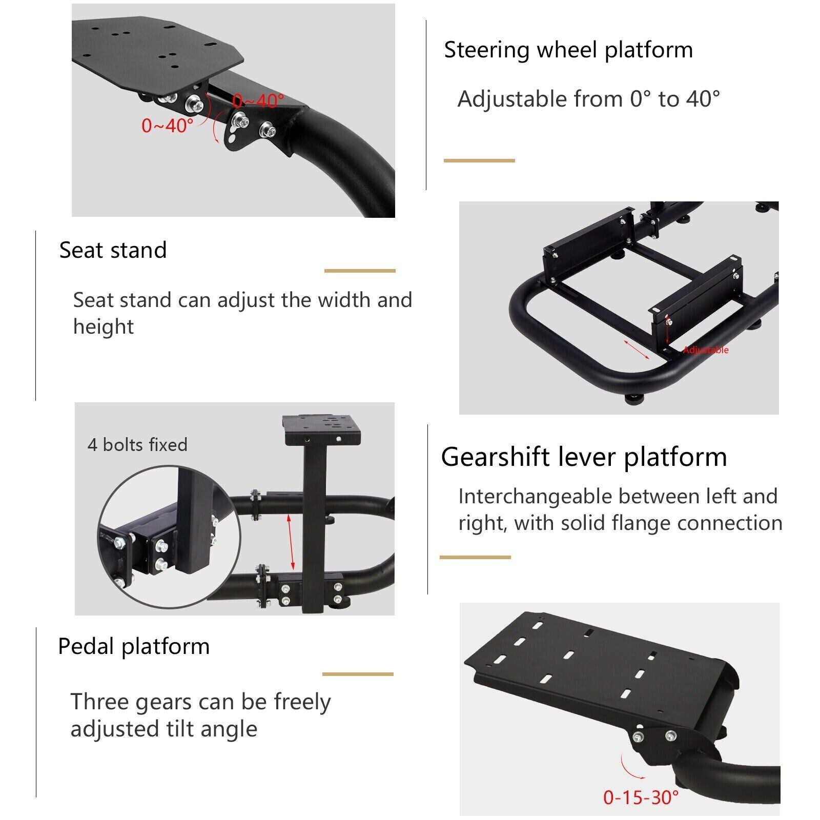 Minneer™ Racing Simulator Cockpit Fit Logitech G29 G920 G923 Thrustmaster T300RS TX F458 T500R Fanatec,Racing Wheel Stand without Wheel Pedals Seat