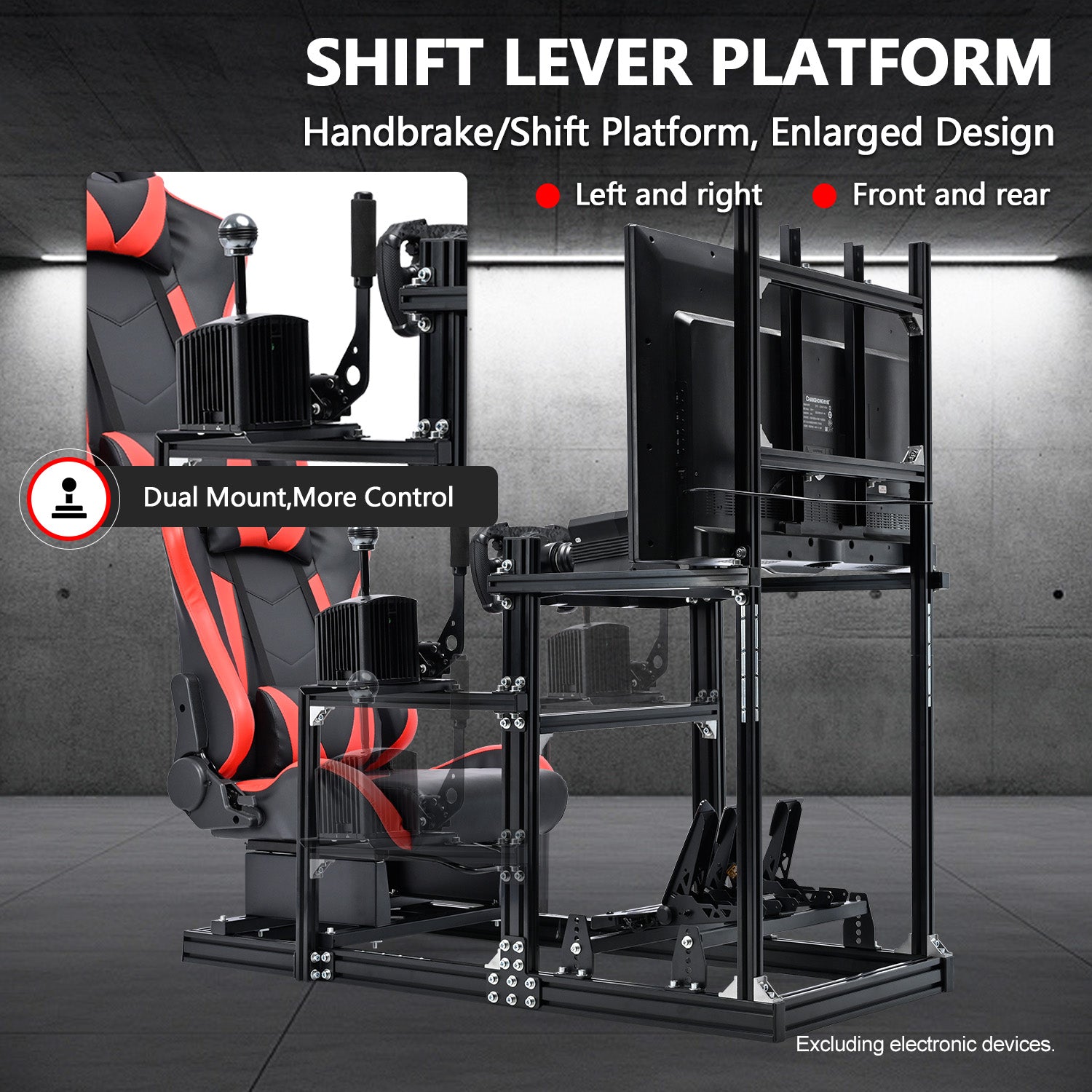 Minneer 3060 Racing Simulator Cockpit with Red Seat & TV Stand Fit for Logitech,Not Include Wheel Pedal and Shift Lever