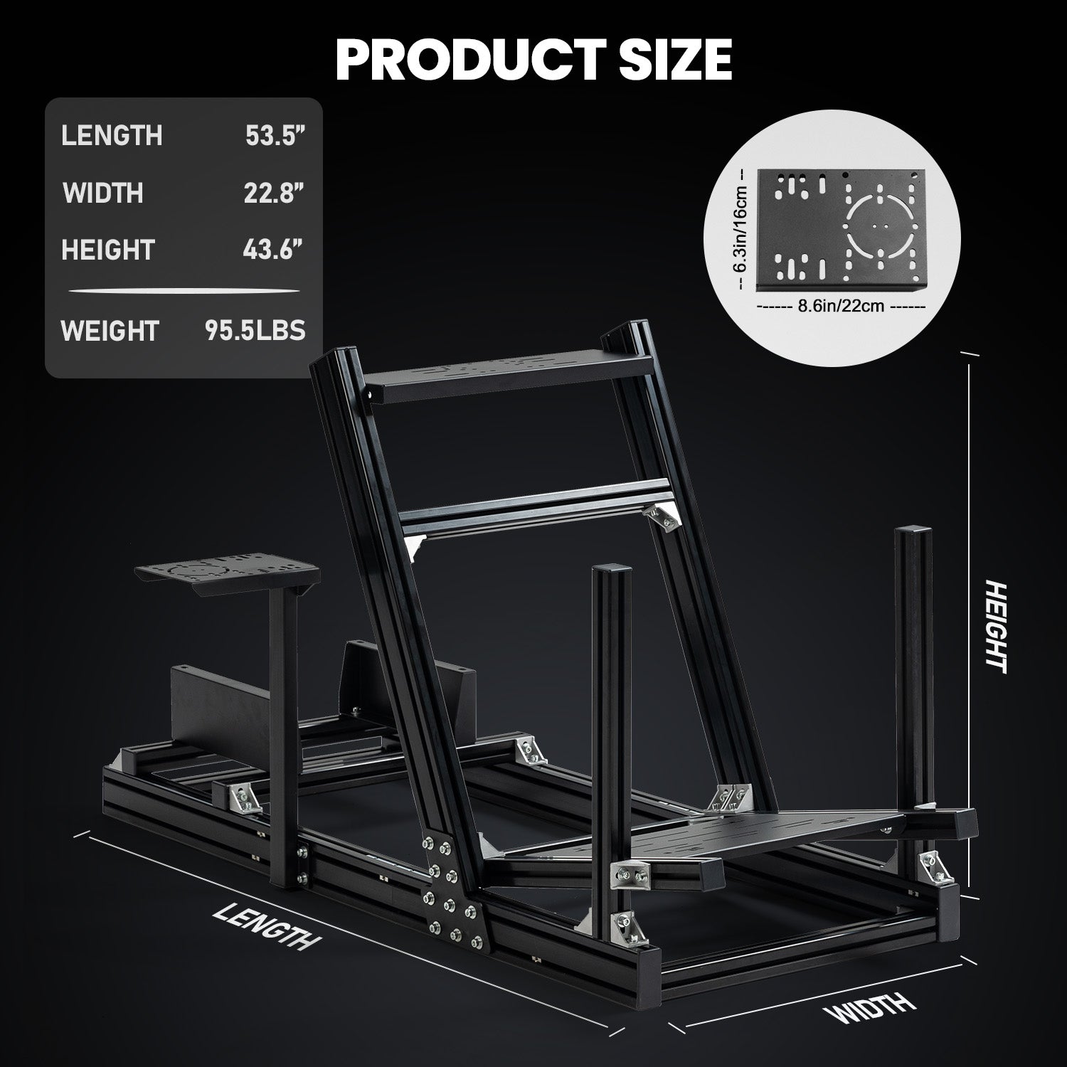 Minneer Aluminum Sim Racing Cockpit Fit Logitech Fanatec CSL-DD Thrustmaster