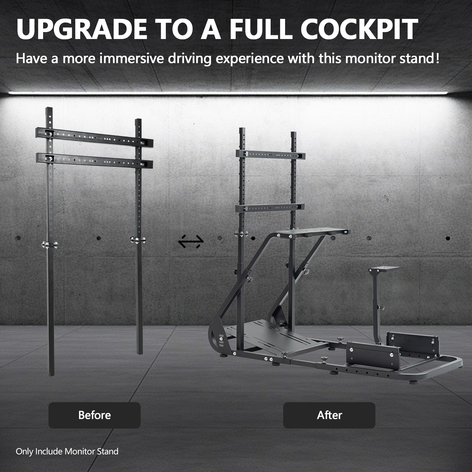 Minneer Racing Simulator Monitor Stand for Square Tube Sim Racing Cockpit TV Mount Stand