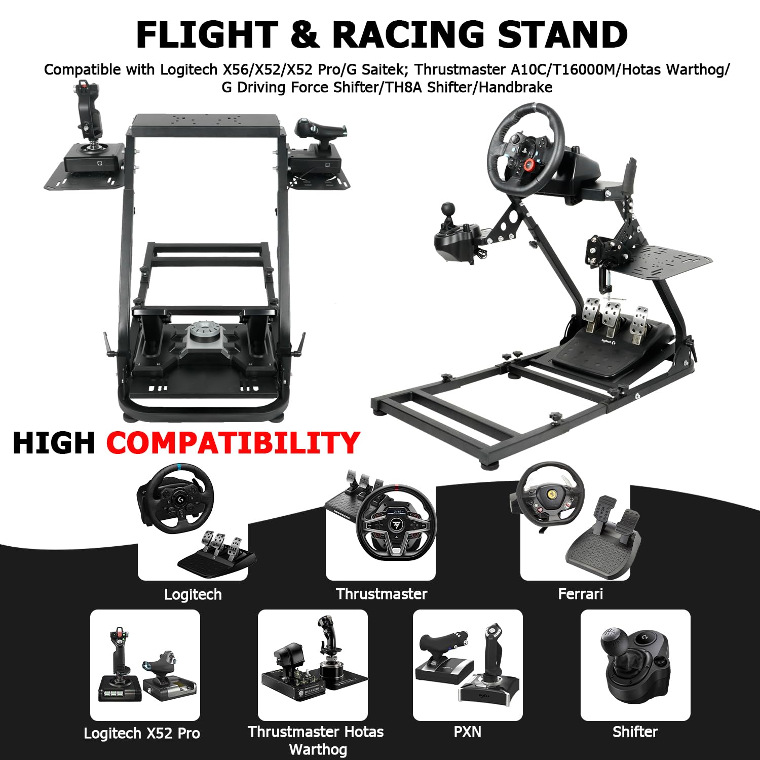 Minneer Flight Racing Sim Stand Fit Logitech Thrustmaster A10C T248PS