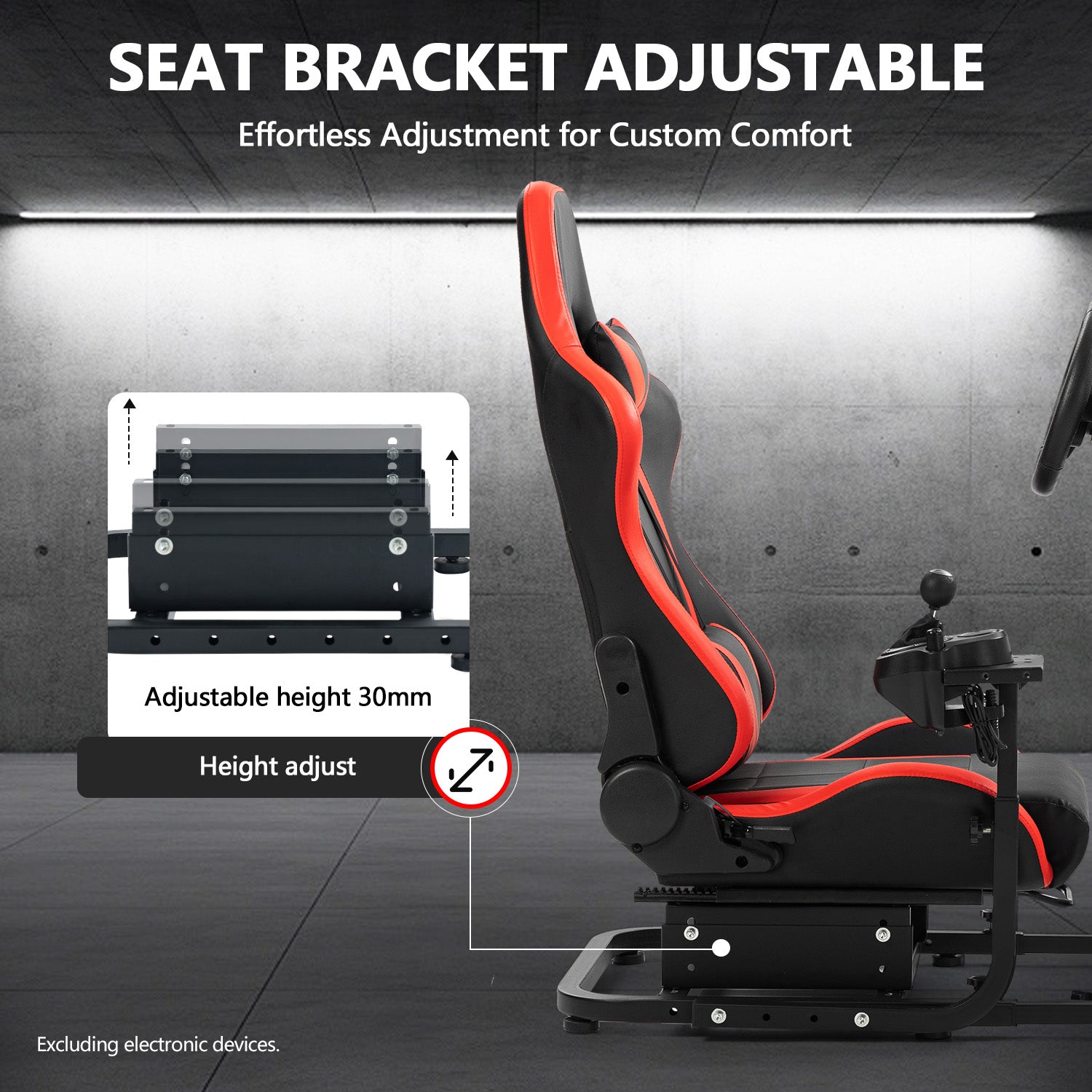 Minneer Racing Sim Cockpit with Red Seat and Monitor stand Fit Logitech Thrustmaster