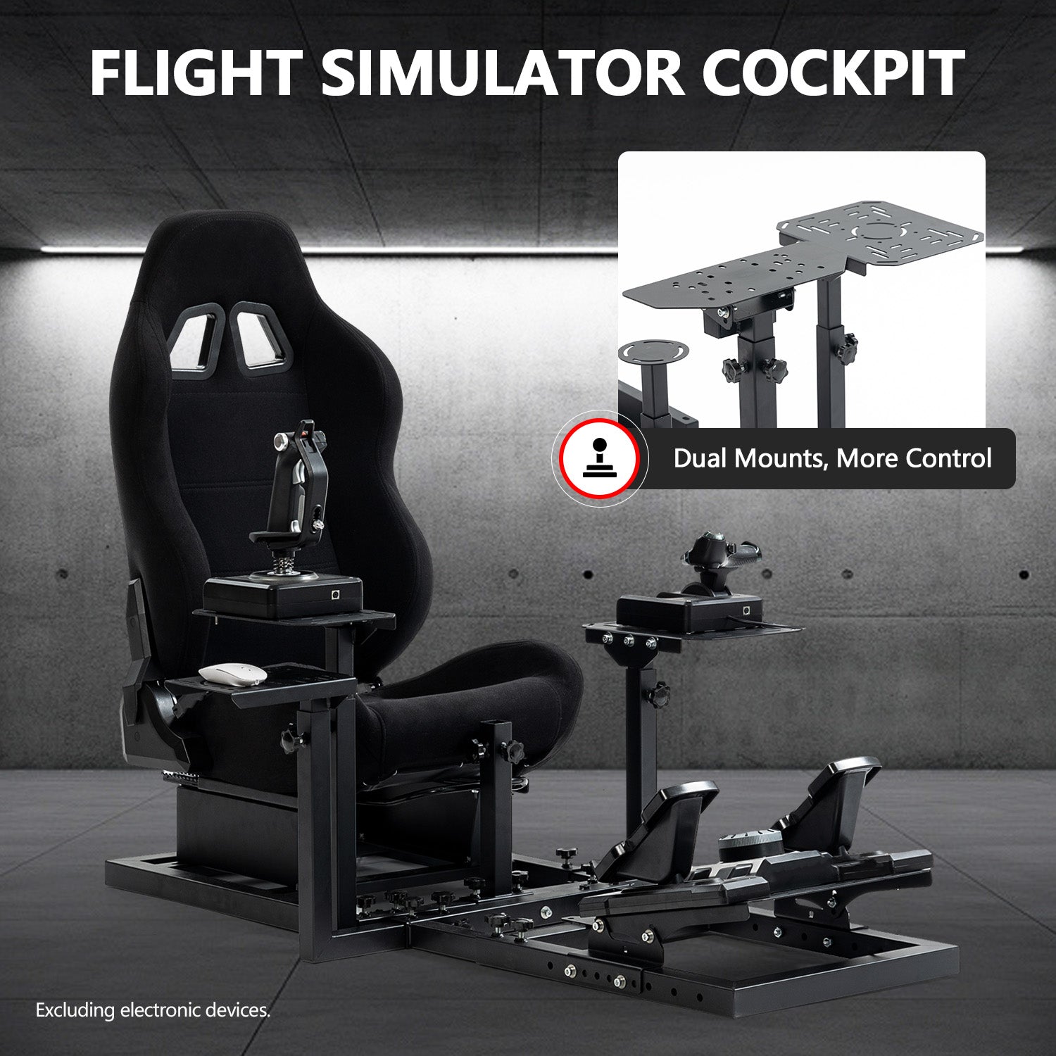 Minneer Upgrade Flight Racing Simualtor Cockpit with Black Seat for Logitech Thrustmaster
