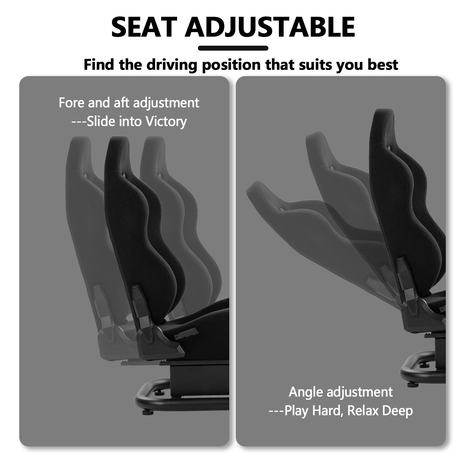 Minneer Comfortable Racing Simulator Cockpit with Black Seat & TV Stand Fit Logitech Fanatec