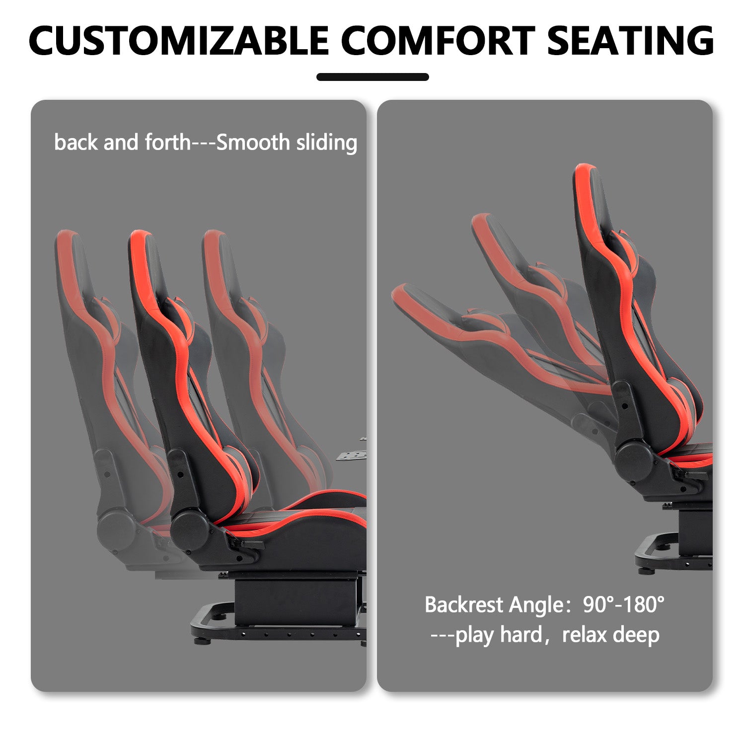 Minneer Racing Flight Sim Cockpit with Red Seat Adjustable Fit Logitech Thrustmaster