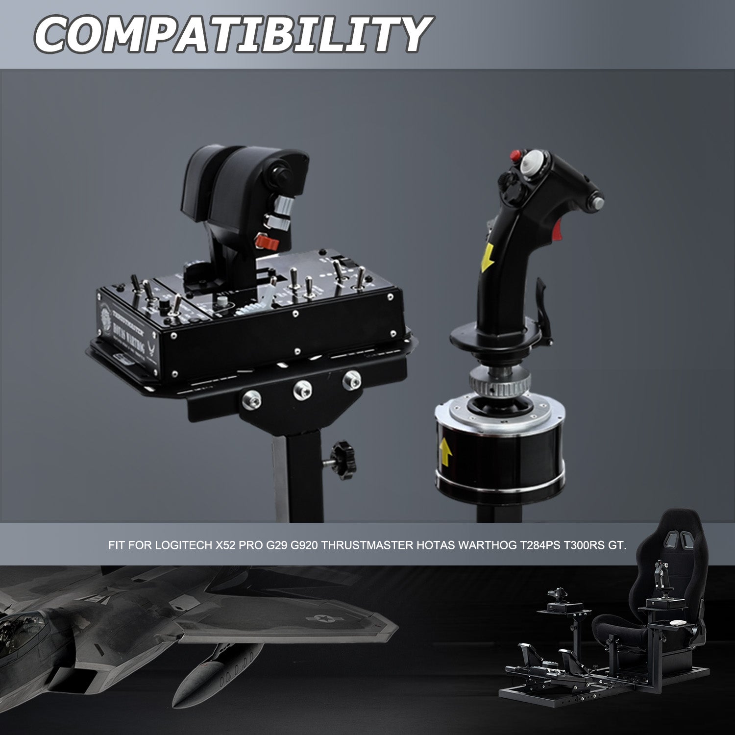 Minneer Upgrade Flight Racing Simualtor Cockpit with Seat for Logitech Thrustmaster