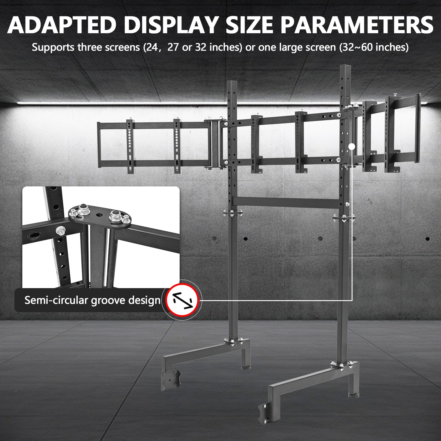 Minneer Triple Screen Monitor Stand For Round Tube Racing Simulator Cockpit