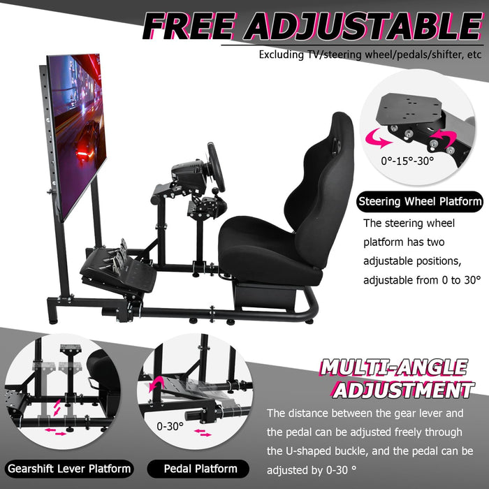 Minneer™ Driving Simulator Cockpit with Racing Seat Professional Level with Monitor Stand Accessories Shifter Wheel Pedals  NOT Included