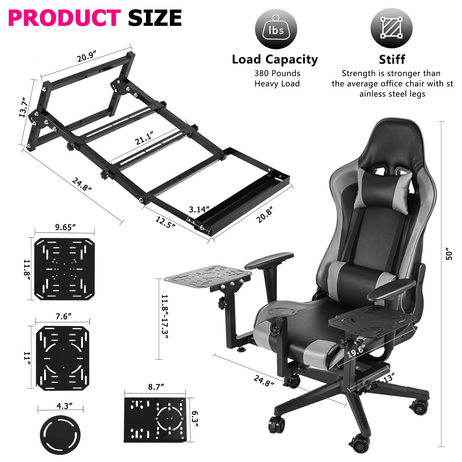 Minneer Flight Joystick Hotas Mount with Chair Pedal Mount Fit Thrustmaster Logitech A10C Hotas Warthog