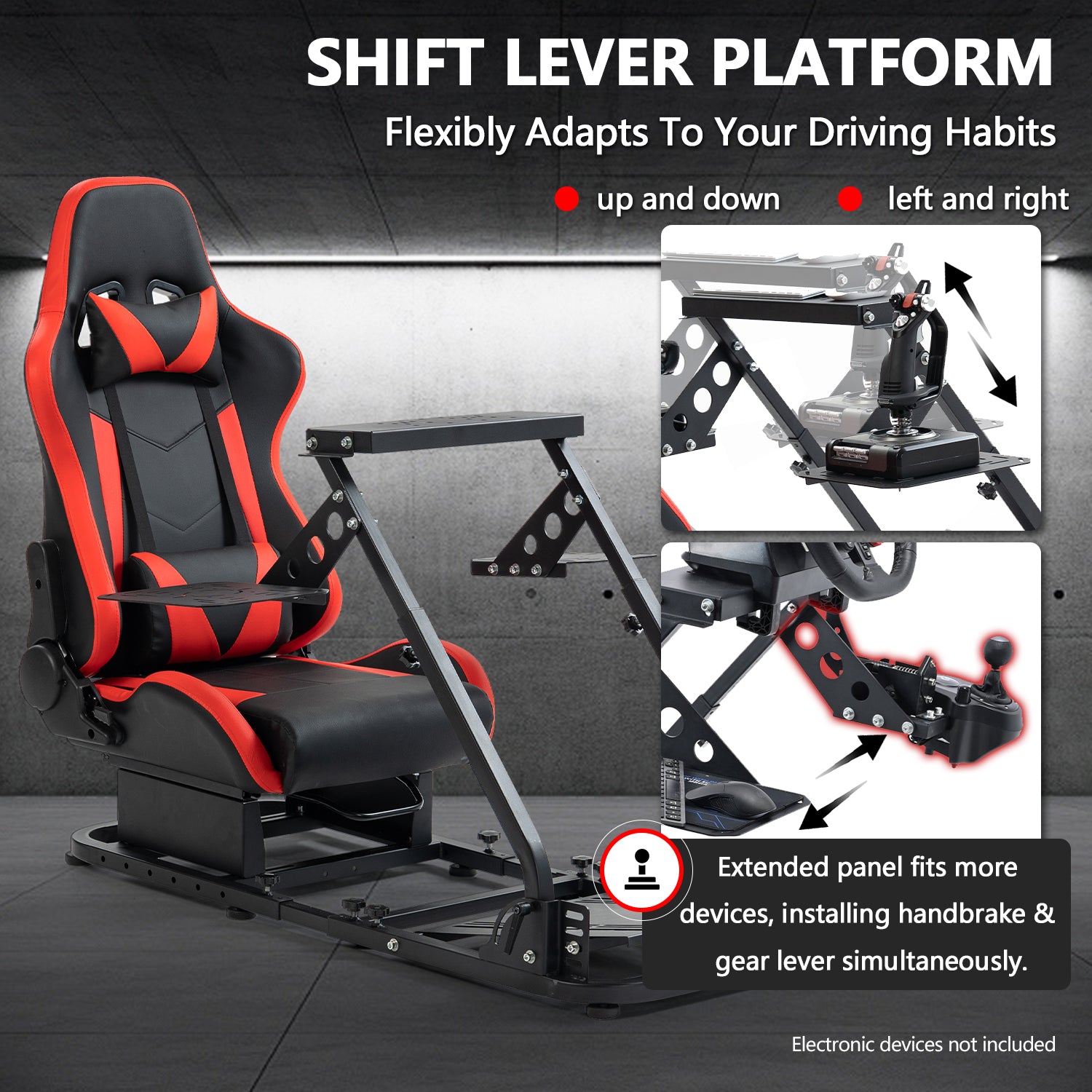 Minneer Racing Flight Sim Cockpit with Red Seat Adjustable Fit Logitech Thrustmaster