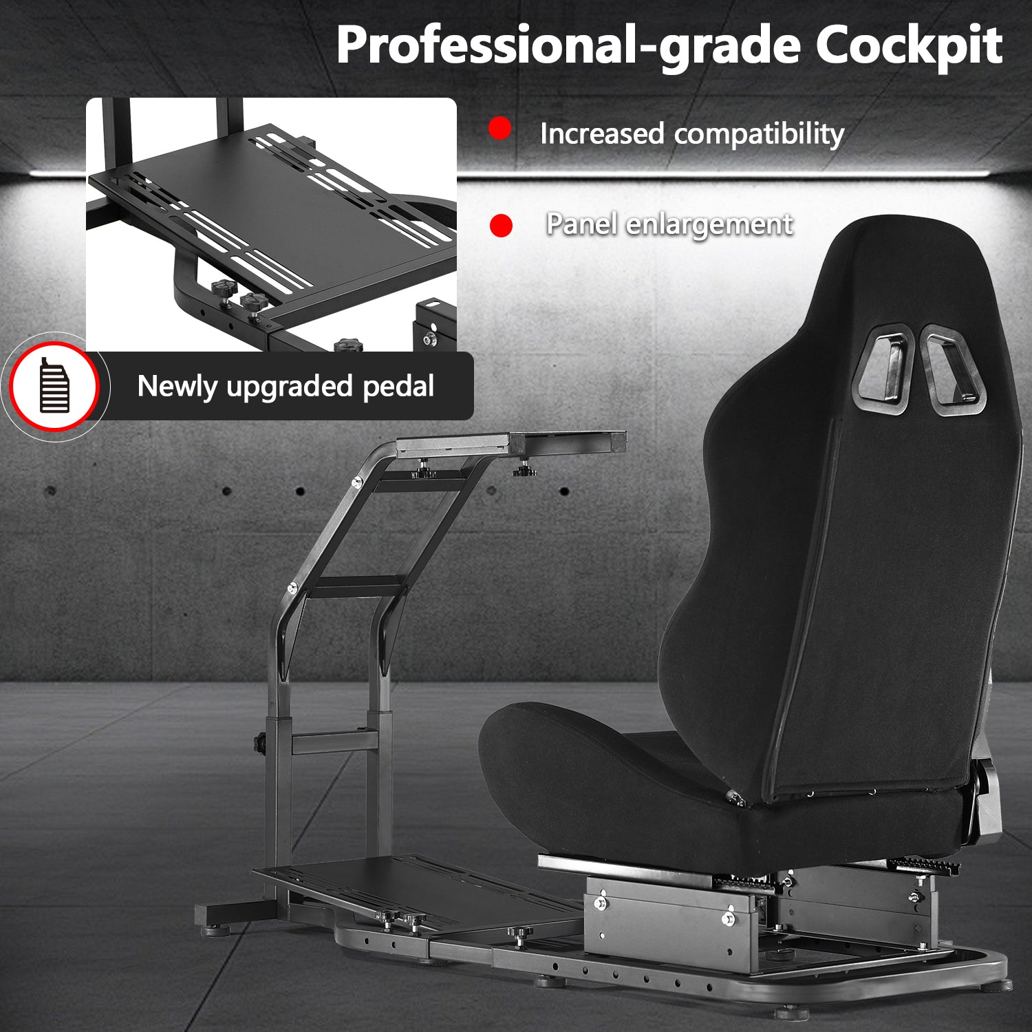 Minneer Racing Sim Cockpit with Black Seat Fit Logitech G29 G923 Thrustmaster T248 T300RS