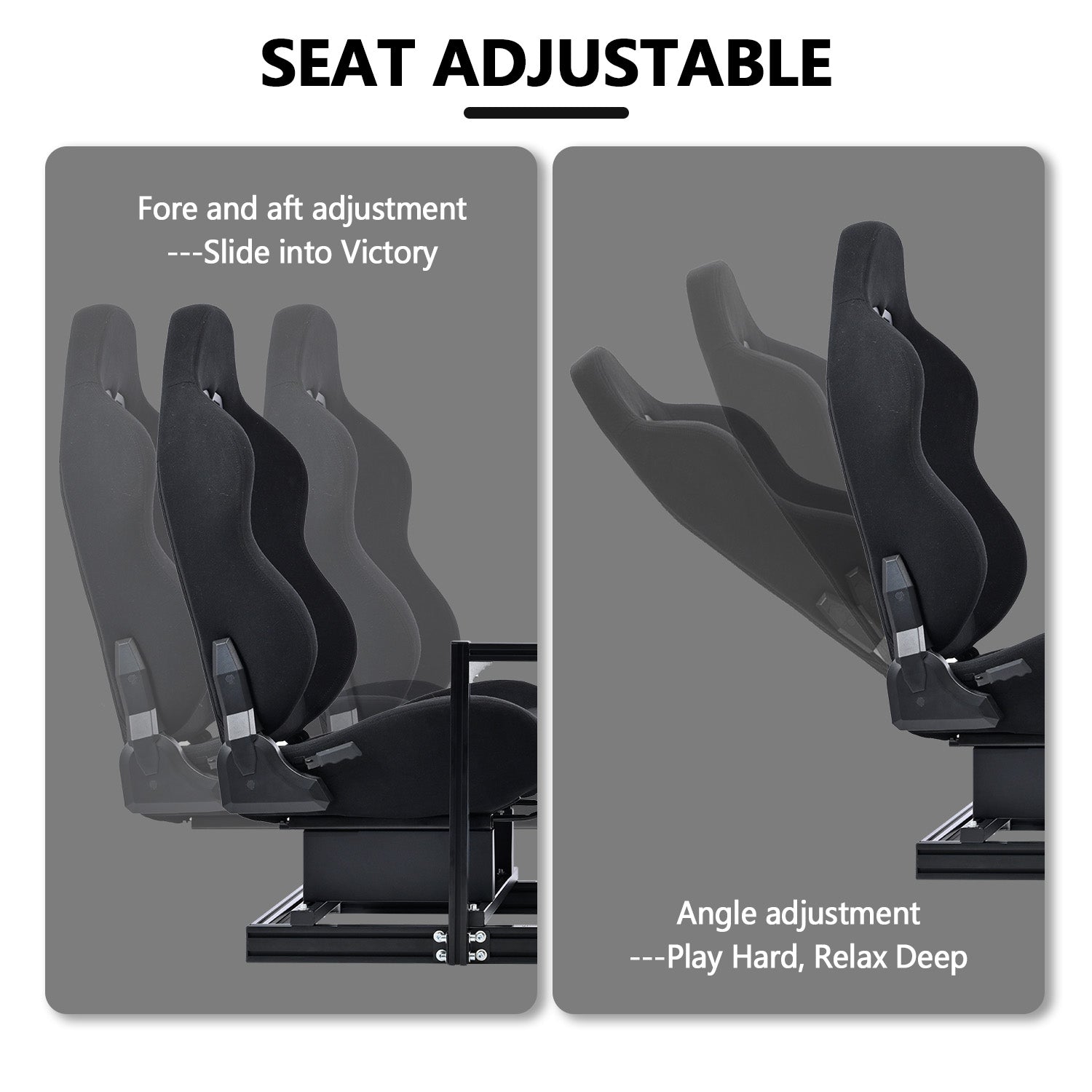 Minneer 3060 Racing Simulator Cockpit with Black Seat & TV Stand Fit for Logitech