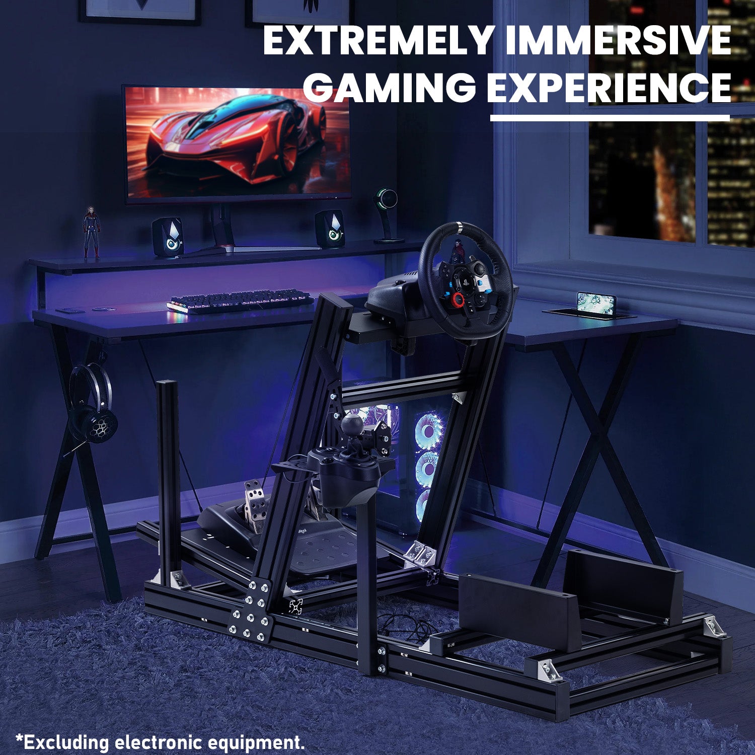 Minneer Aluminum Sim Racing Cockpit Fit Logitech Fanatec CSL-DD Thrustmaster