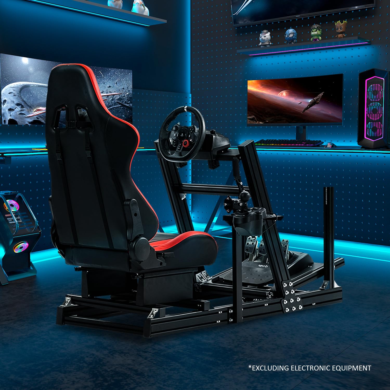 Minneer F1 Sim Racing Cockpit with Gaming Seat Fit Logitech Fanatec CSL-DD