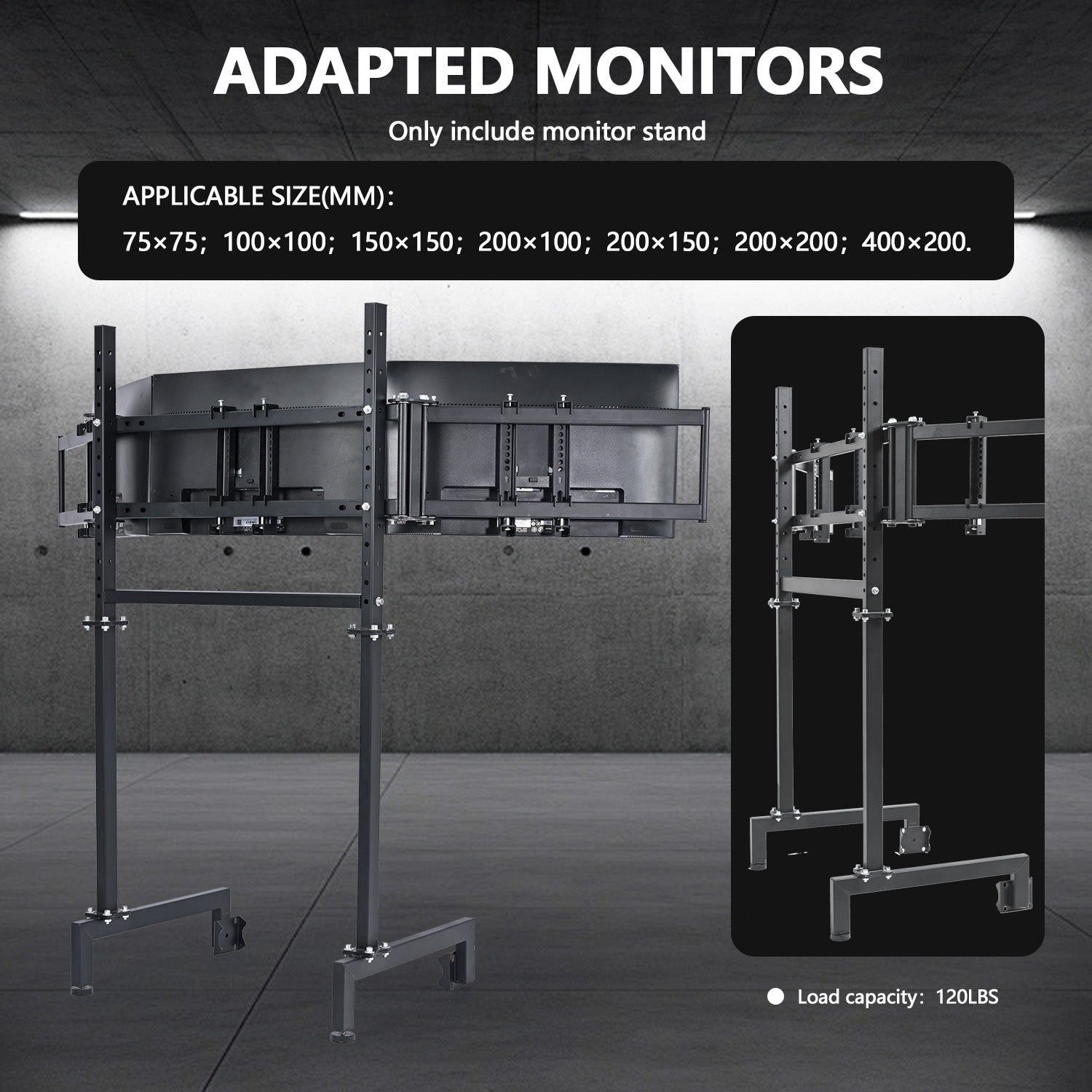 Minneer Triple Screen Monitor Stand For Round Tube Racing Simulator Cockpit
