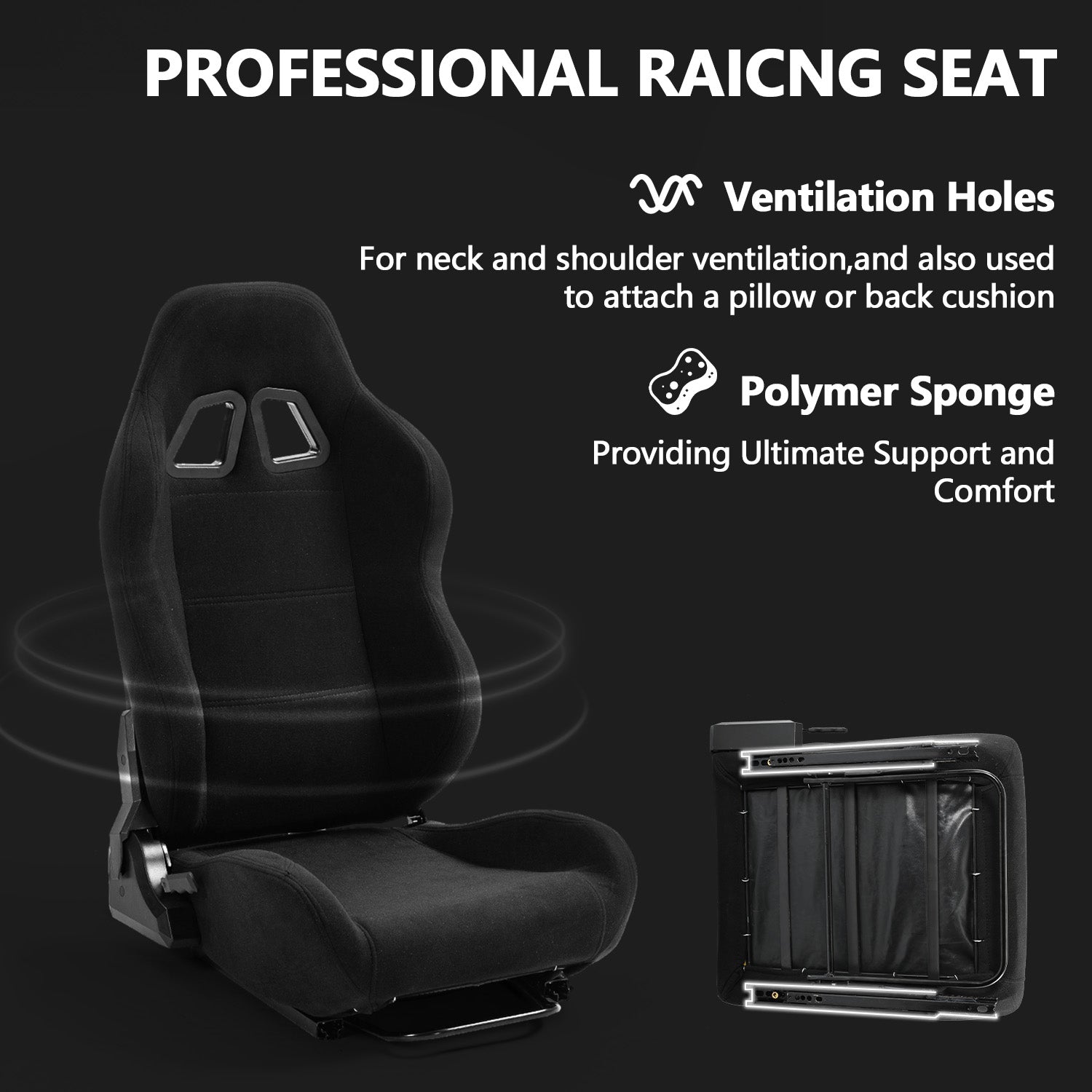 Minneer Driving Simulator Cockpit with Black Gaming Seat Fit Logitech G29 Thrustmaster