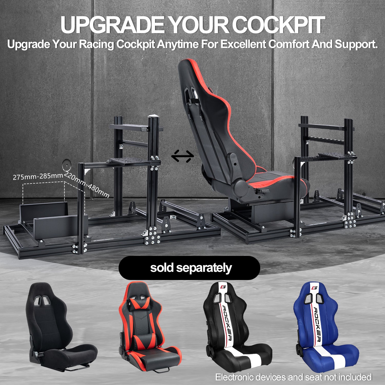 Minneer Professional 3060 Racing Sim Cockpit Fit for Logitech G923 G920 G29 THRUSTMASTER,Not Include Wheels Pedal and Shift Lever