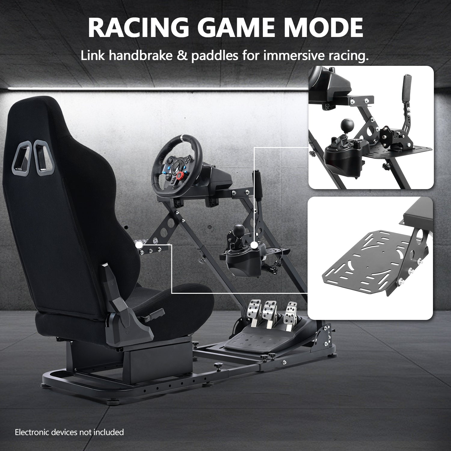 Minneer Flight Racing Sim Cockpit Foldable with Black Seat Fit Logitech X52 X56 Thrustmaster A10C HotasWarth