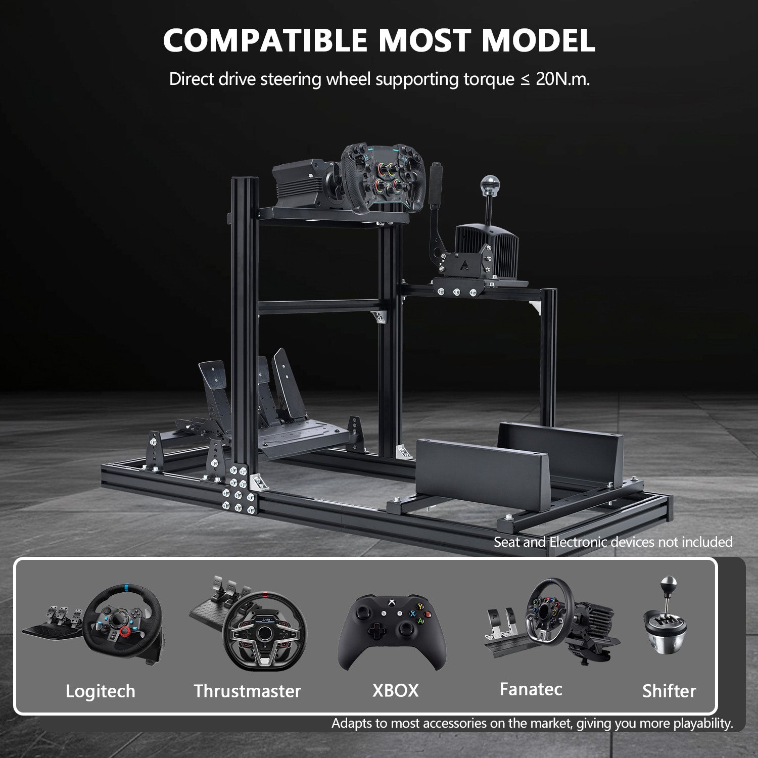 Minneer Professional 3060 Racing Sim Cockpit Fit for Logitech G923 G920 G29 THRUSTMASTER,Not Include Wheels Pedal and Shift Lever