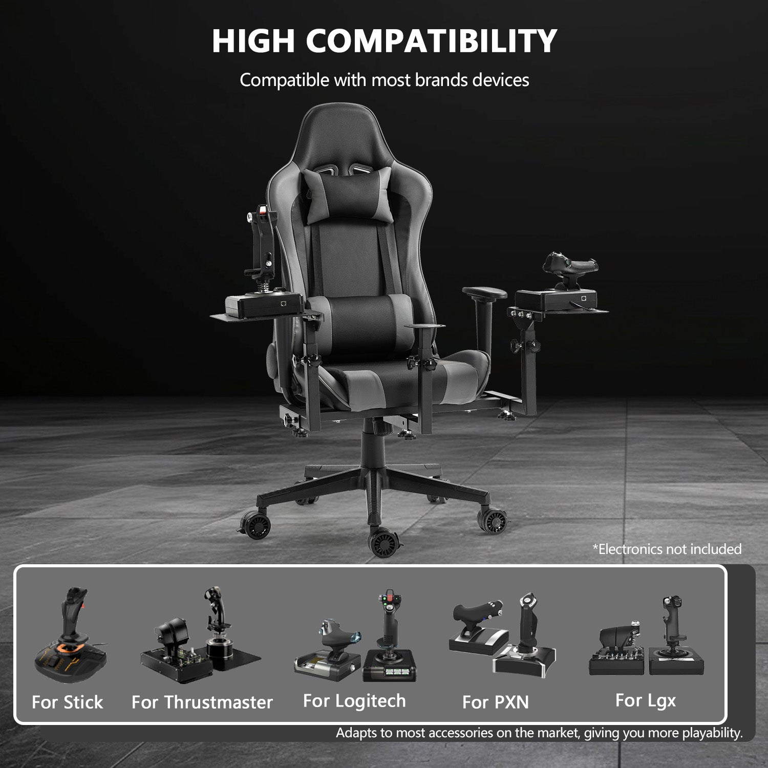 Minneer Flight Simulator Stand with Gray Seat Fit Logitech X52 X56 Thrustmaster