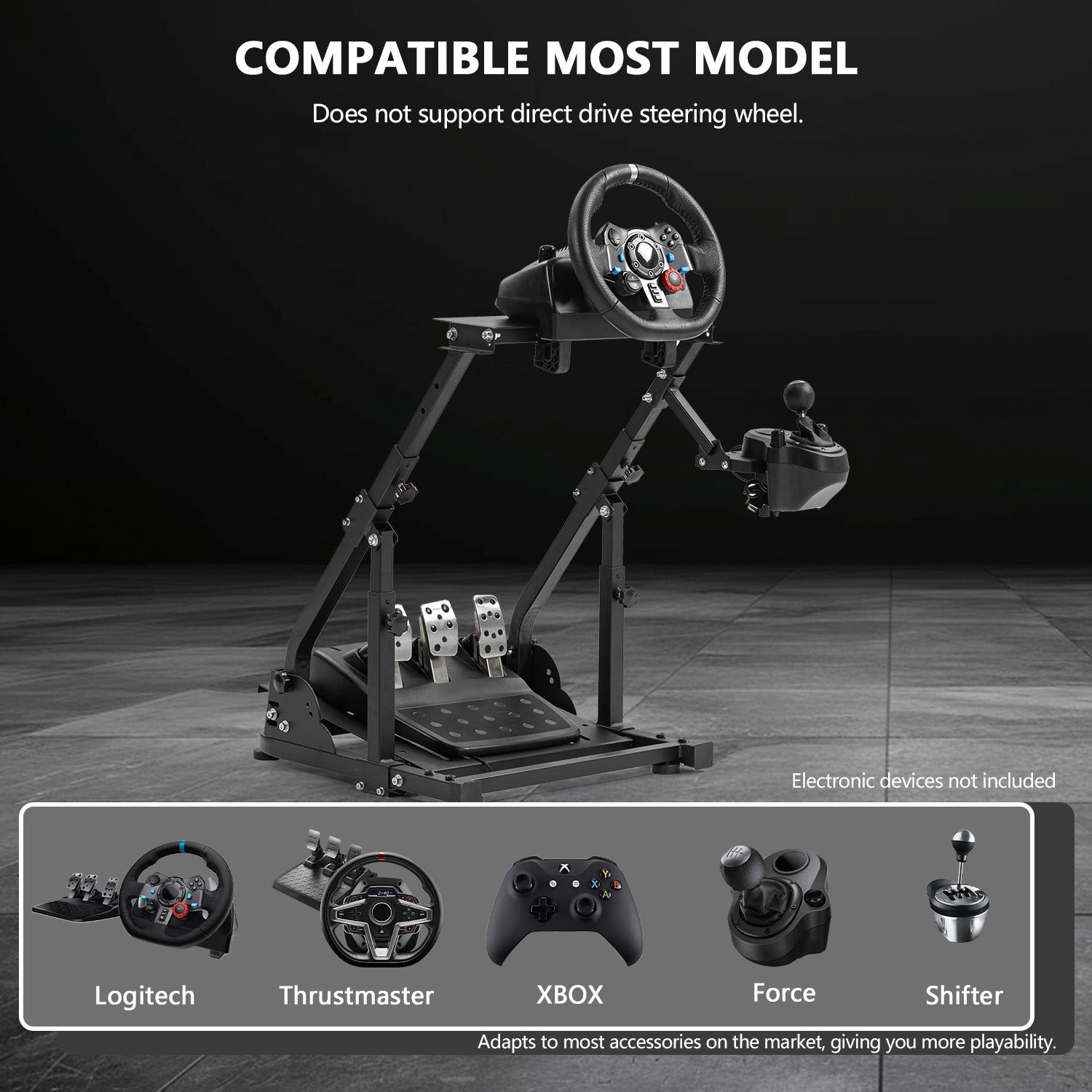 Minneer Stable Racing Wheel Stand with Double Support Arms Fit Logitech Moza R5